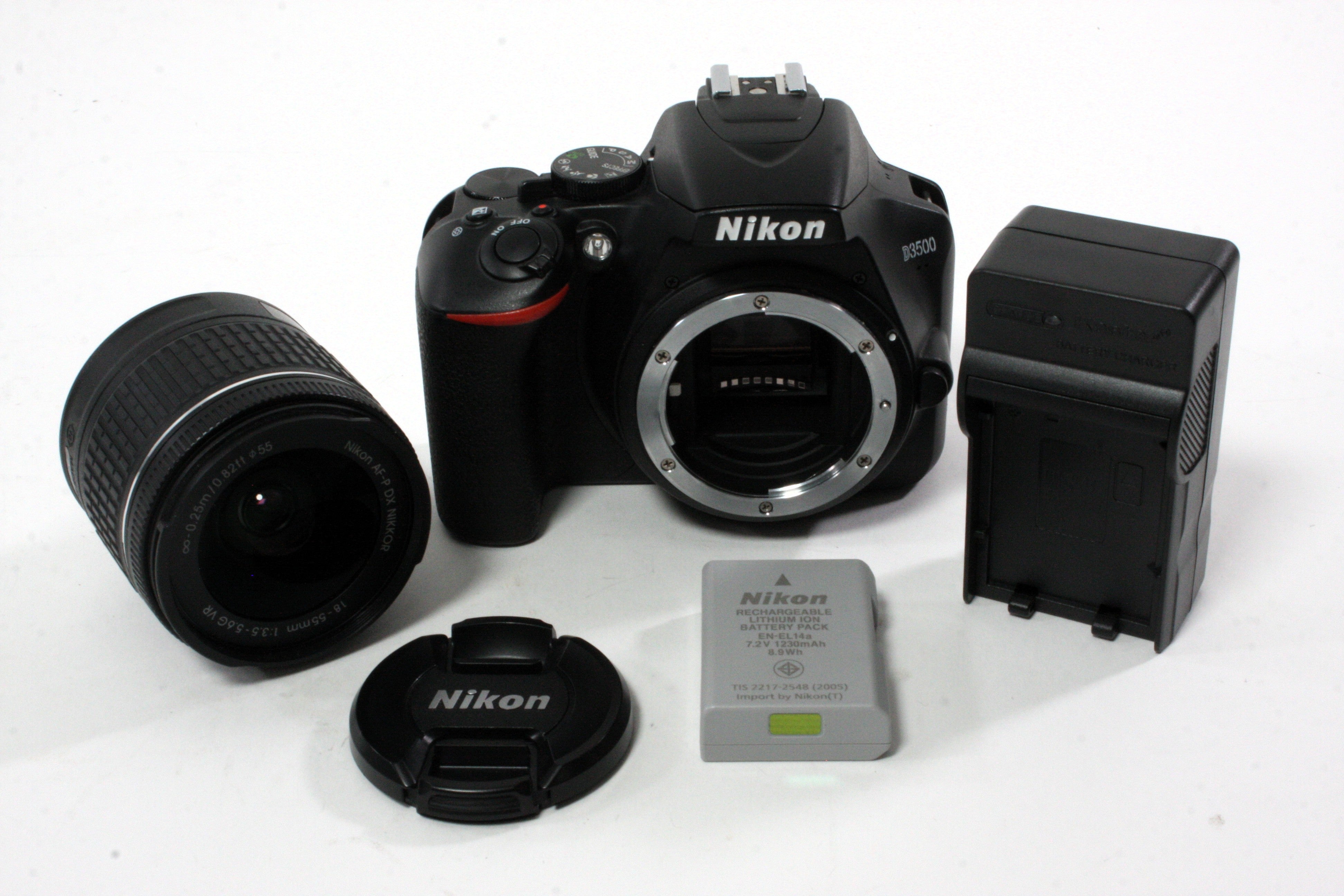 Nikon D3500 Digital with 18-55mm f/3.5-5.6 G VR AF-P DX NIKKOR for F Mount with a Shutter Count of 5,265