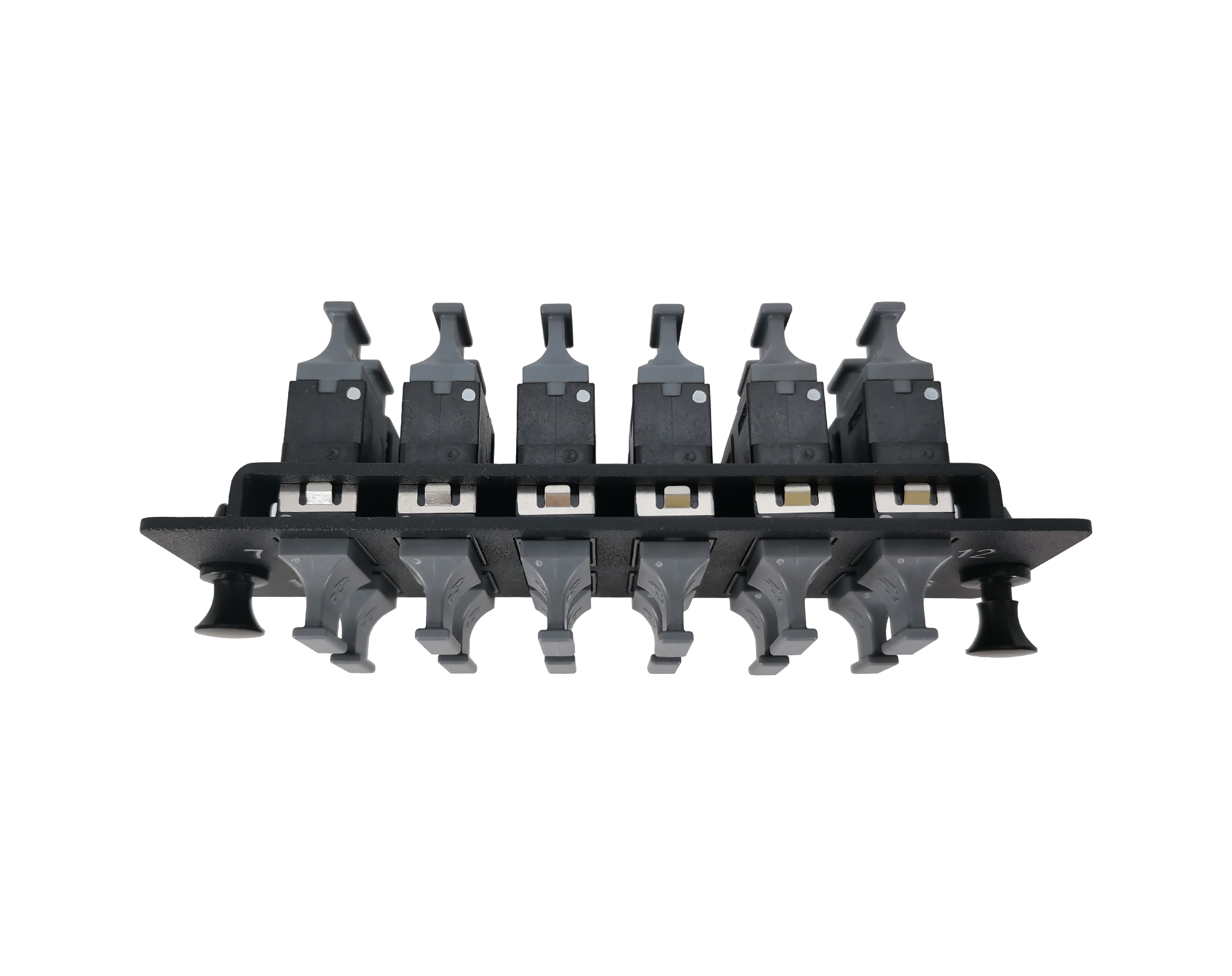 FHD Fiber Adapter Panel, OS2/OM3/OM4, 12x MTP® Key Up to Key Down (Black) Adapter, Ceramic Sleeve