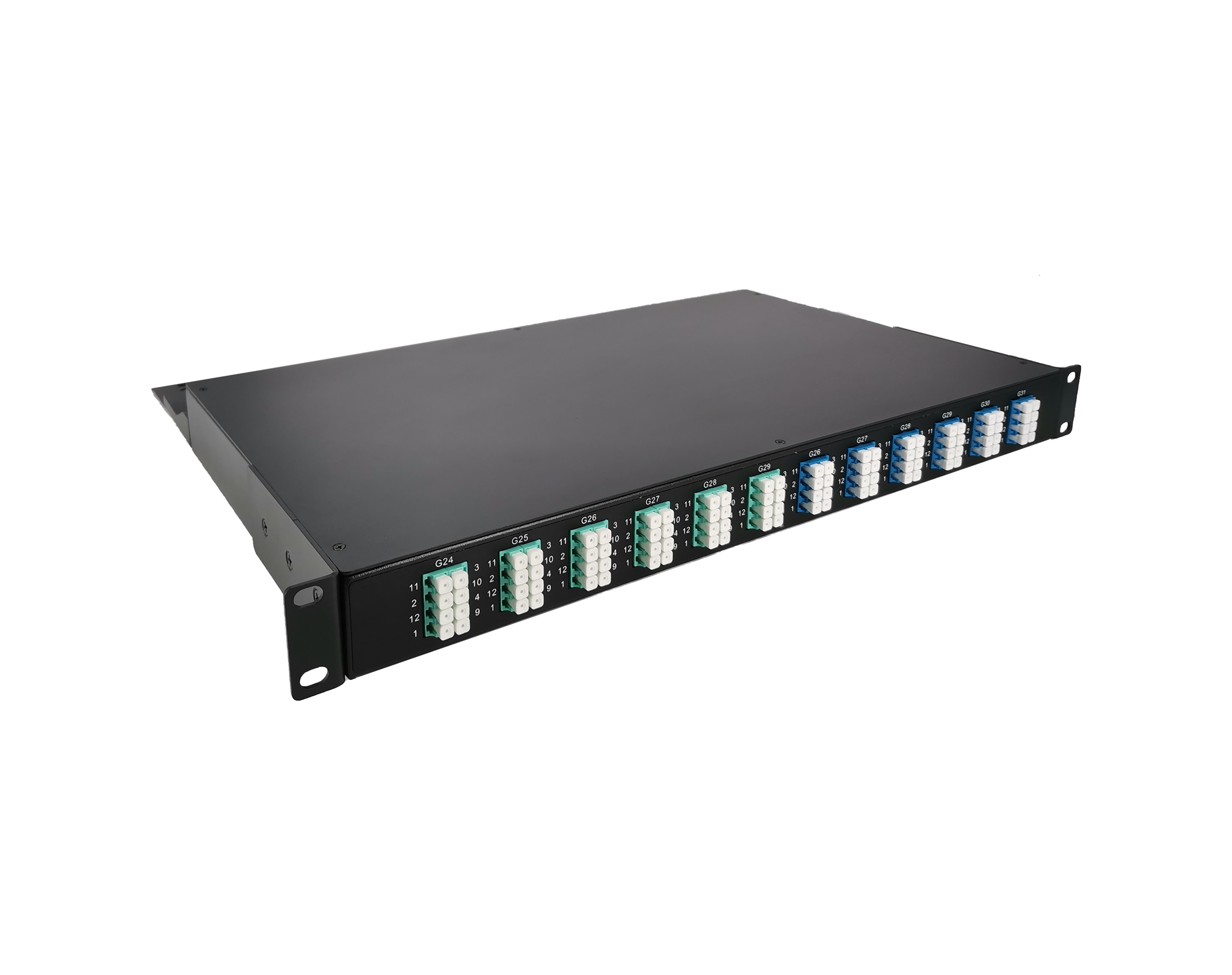 2x MTP-8, 96 Fibers LC OS2 Single Mode, Universal Polarity, HD1U 1U Breakout Cassette, 40G/100G to 10G/25G