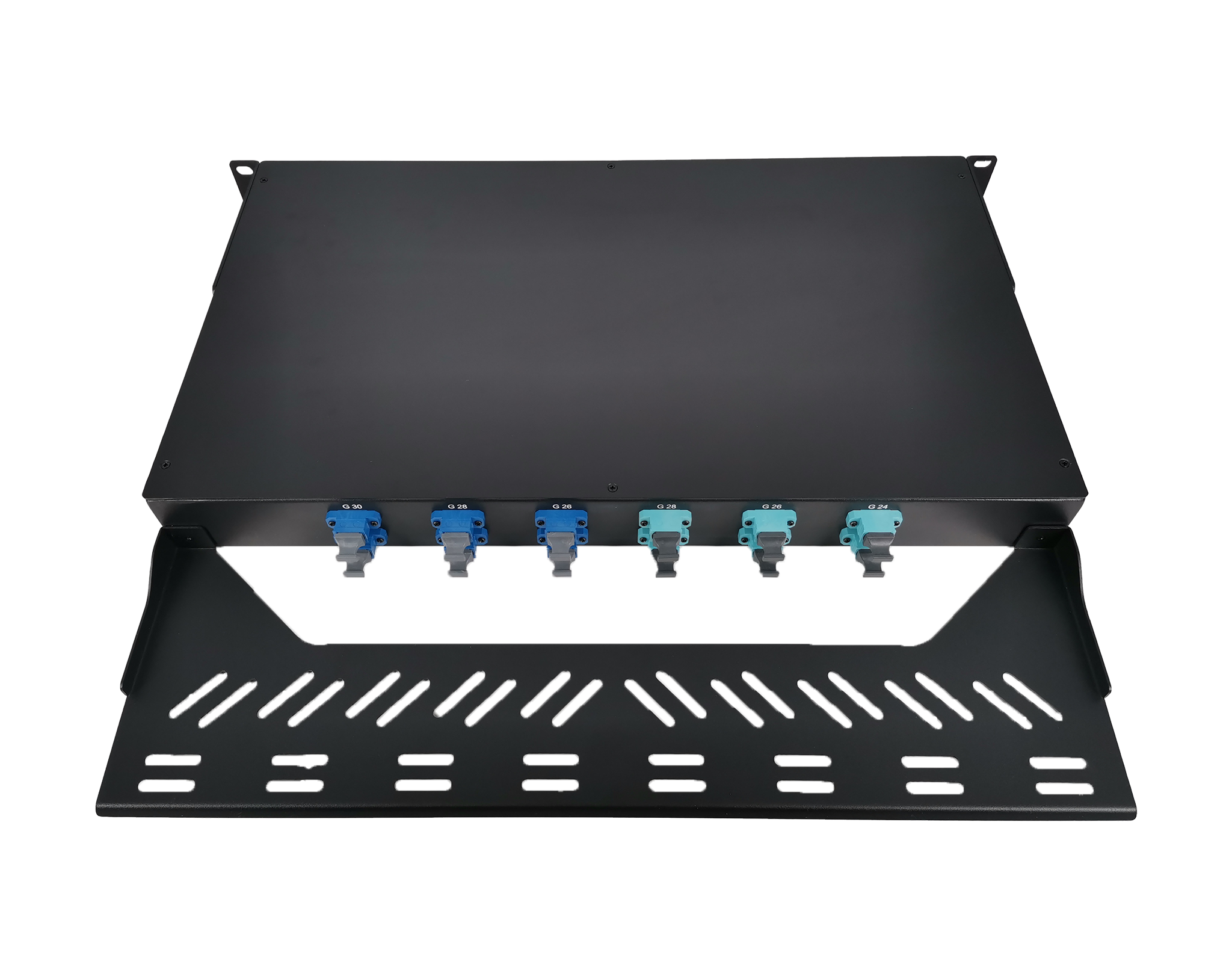 12x MTP®-8, 96 Fibers LC OS2 Single Mode, Universal Polarity, HD1U 1U Breakout Cassette, 40G/100G to 10G/25G