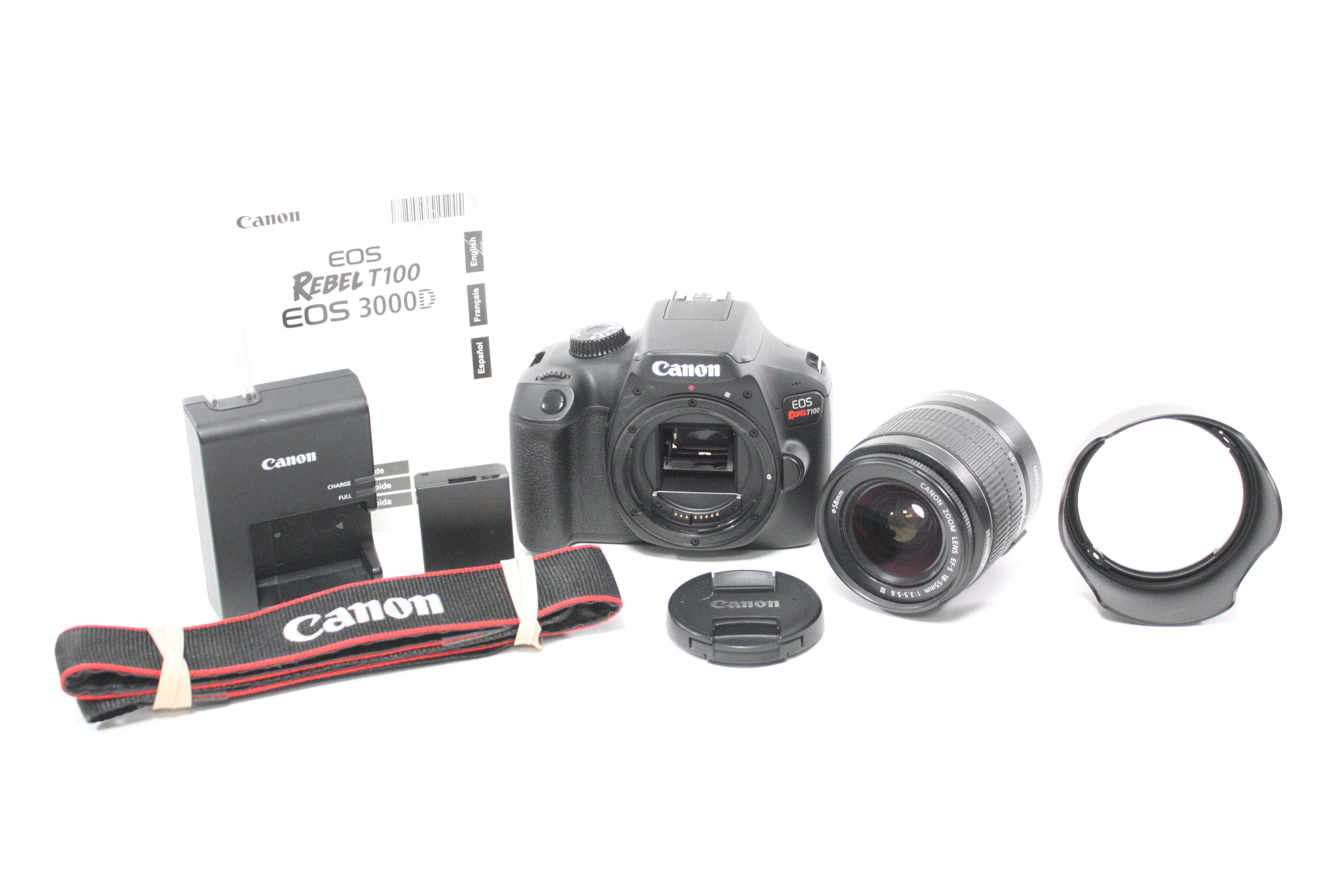 Canon Rebel T100  DSLR Camera with 18-55mm f/3.5-5.6 III Lens with Shutter Count 10,145