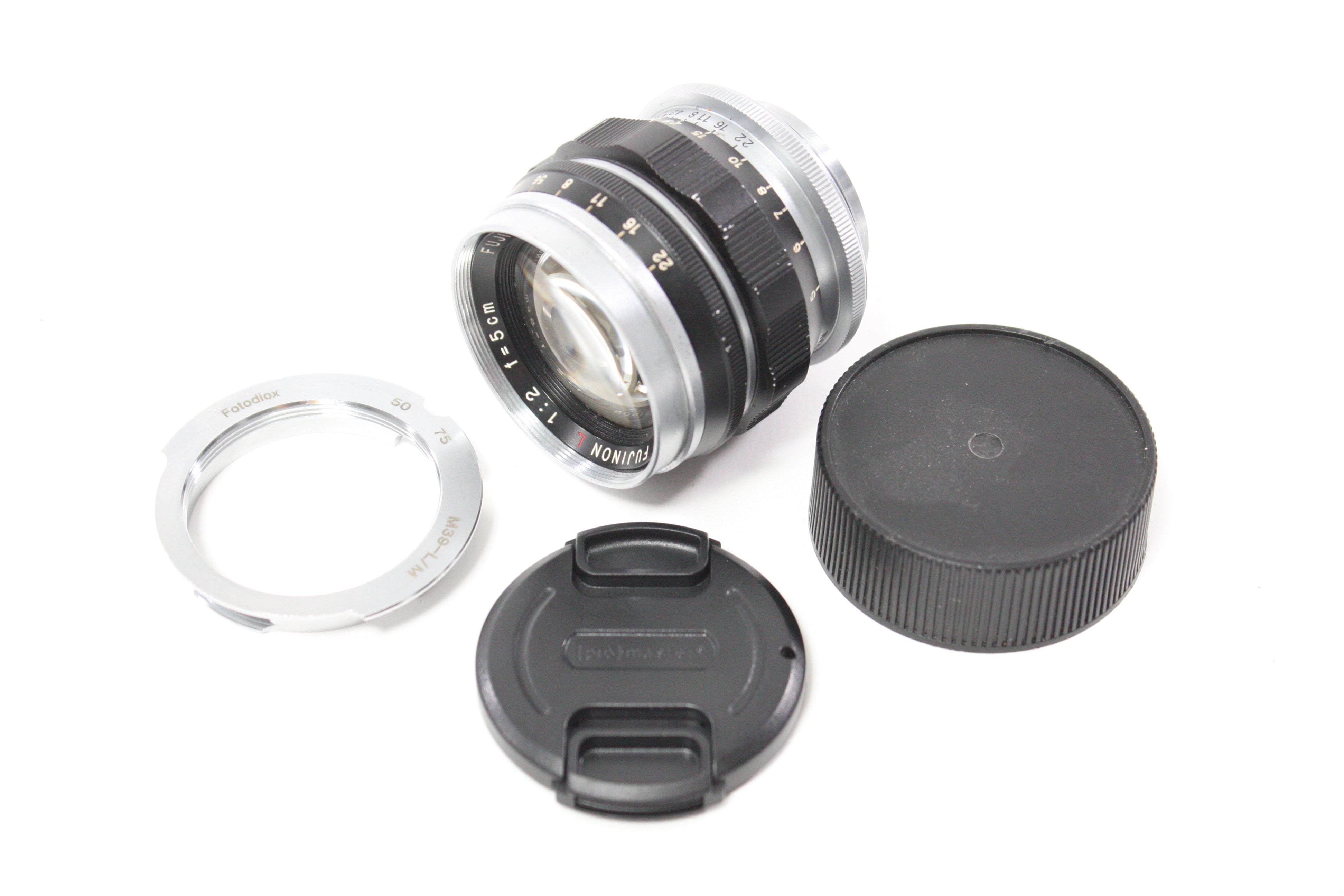 Fuji 5cm f/2 Fujinon L Lens with Fotodiox 50-70 M39-L/M Adapter