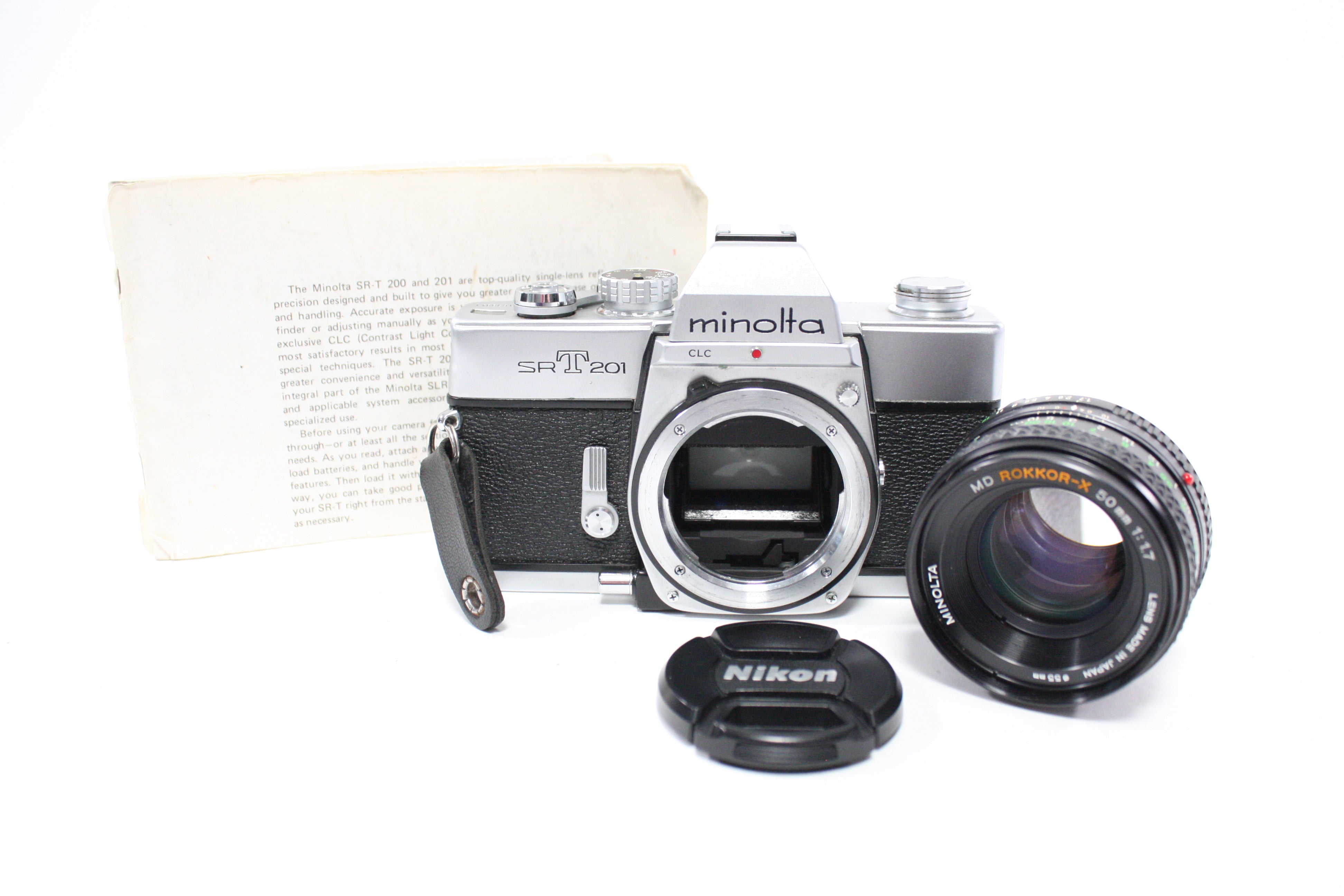 Minolta SRT201 35mm SLR Camera with Minolta 50mm f/1.7 Rokkor-X MD Lens