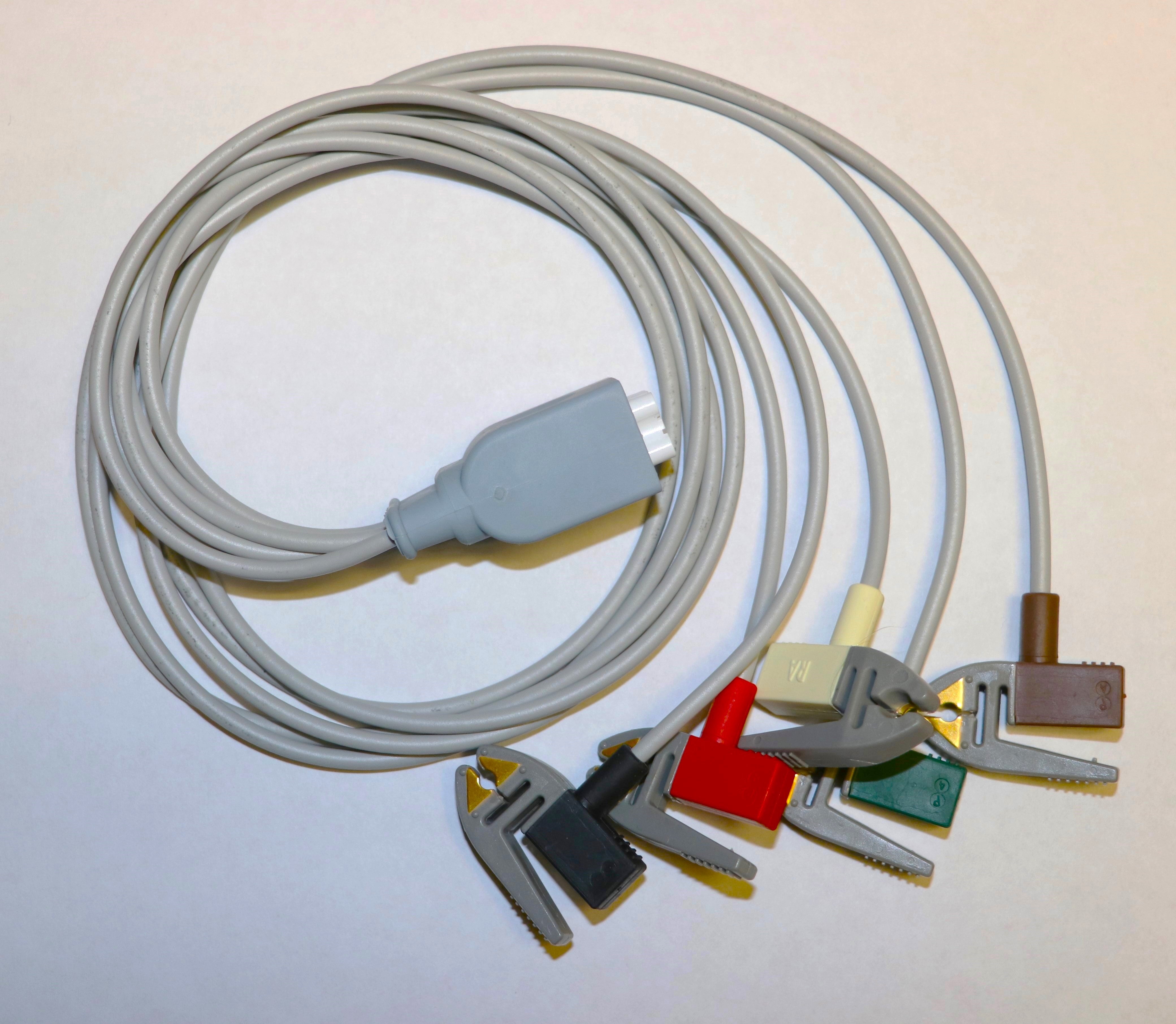 394111-011 GE Compatible ECG Telemetry 5 Lead, Grabbers