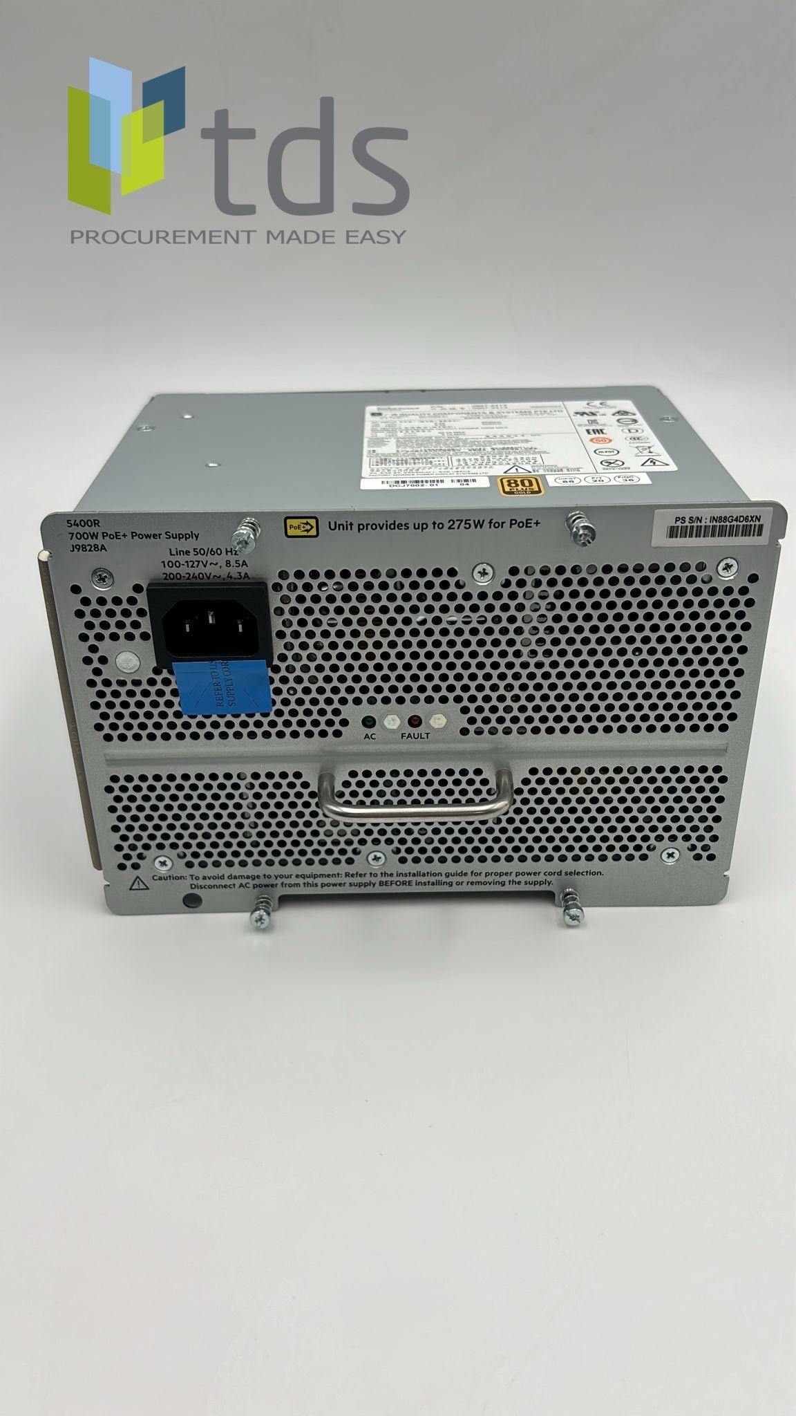 Aruba J9828A 700W PoE+ PSU - Label | Alo Tech Solutions