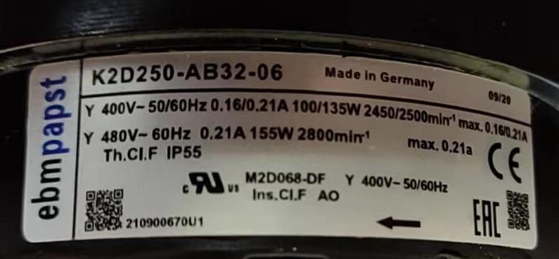 K2D250-AB32-06  EBMpapst Fan 400V