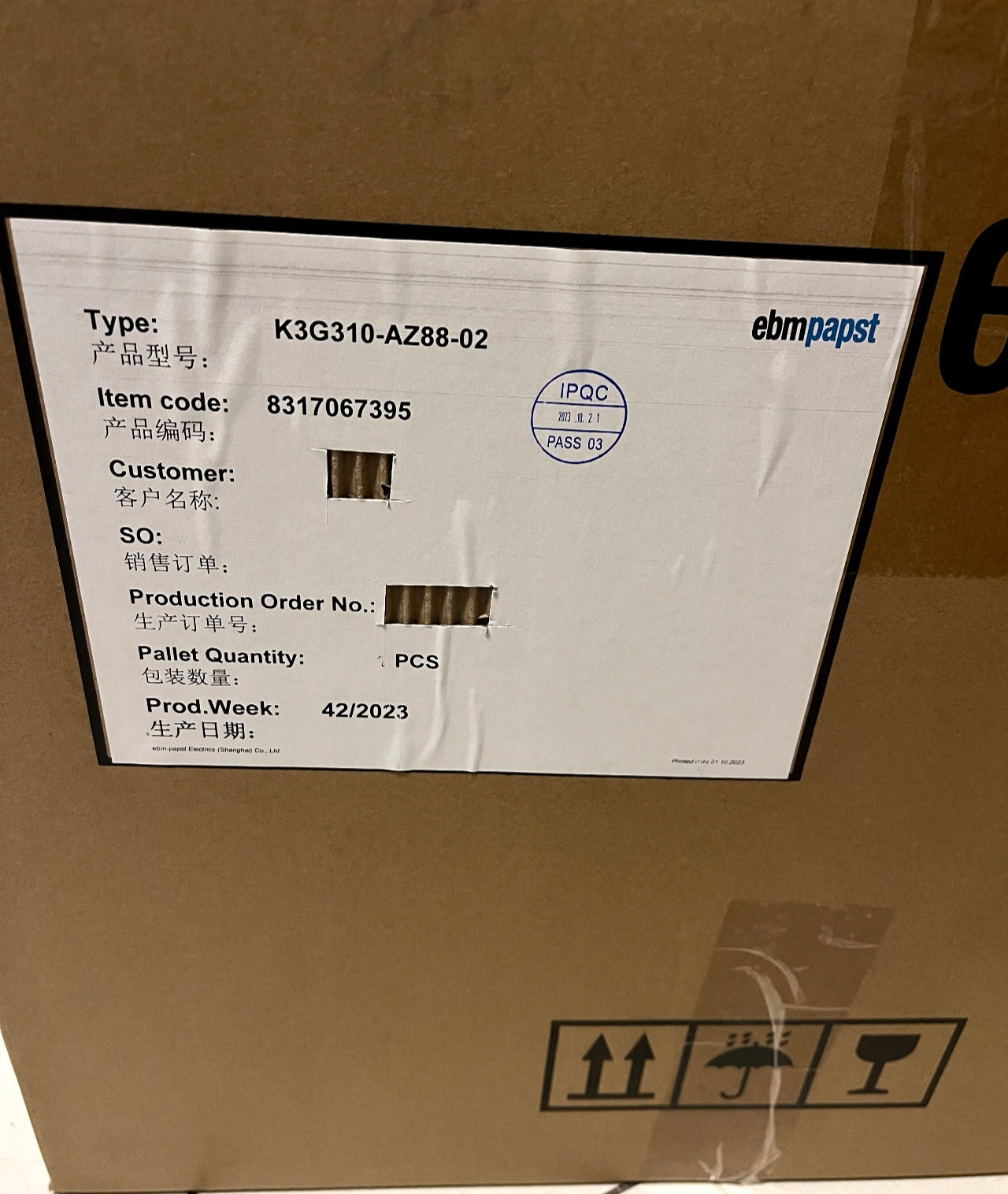 K3G310-AZ88-02 ebm-papst Centrifugal fan 3.24kW power, 4100 RPM, 3-380/480V