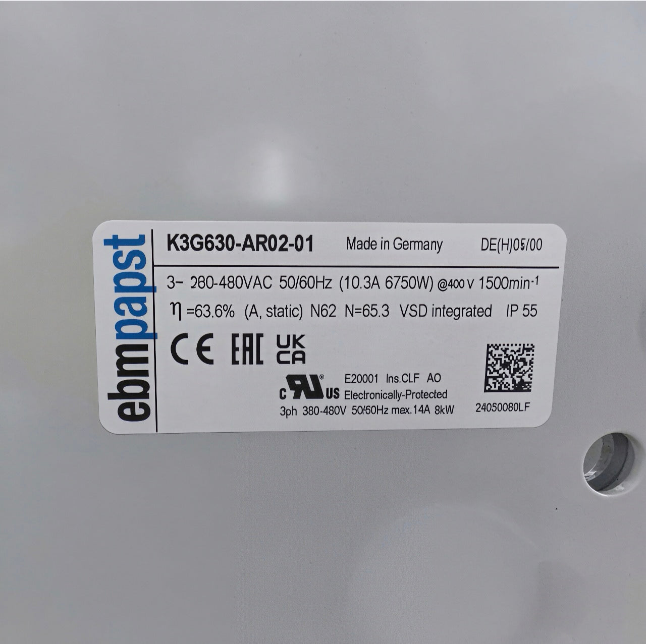 K3G630-AR02-01 ebm-papst Centrifugal Fan | 6.75KW Heavy-Duty Blower | 380-480V Industrial