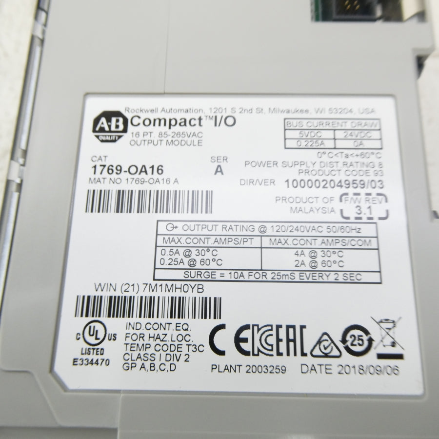 ALLEN BRADLEY 1769-OA16 SER. A 24VDC NSMP