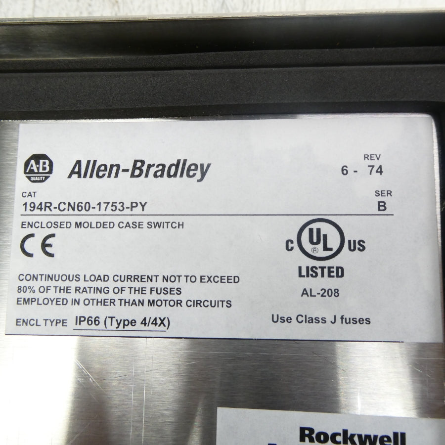 ALLEN BRADLEY 194R-CN60-1753-PY SER. B NSNP
