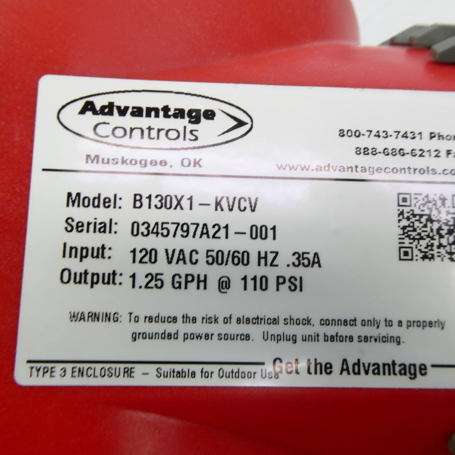 ADVANTAGE CONTROLS B130X1-KVCV 120VAC .35A 110PSI NSMP