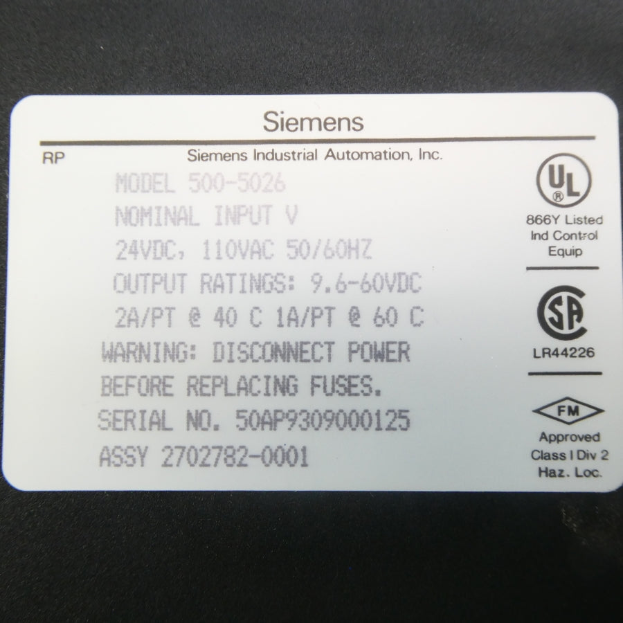 SIEMENS 500-5026 110VAC UNMP