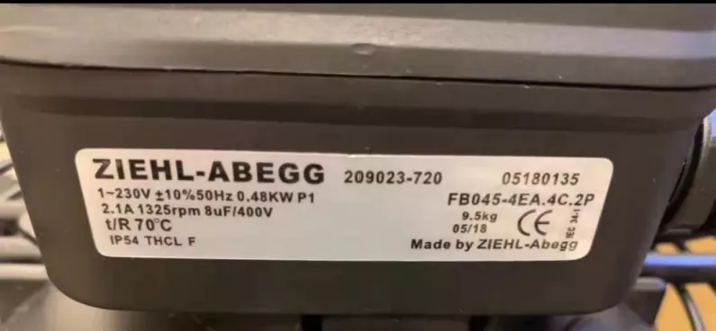 FB045-4EA.4C.2P  ZIEHL-ABEGG Axial Fan 230V 0.48kW 2.1A 1325rpm
