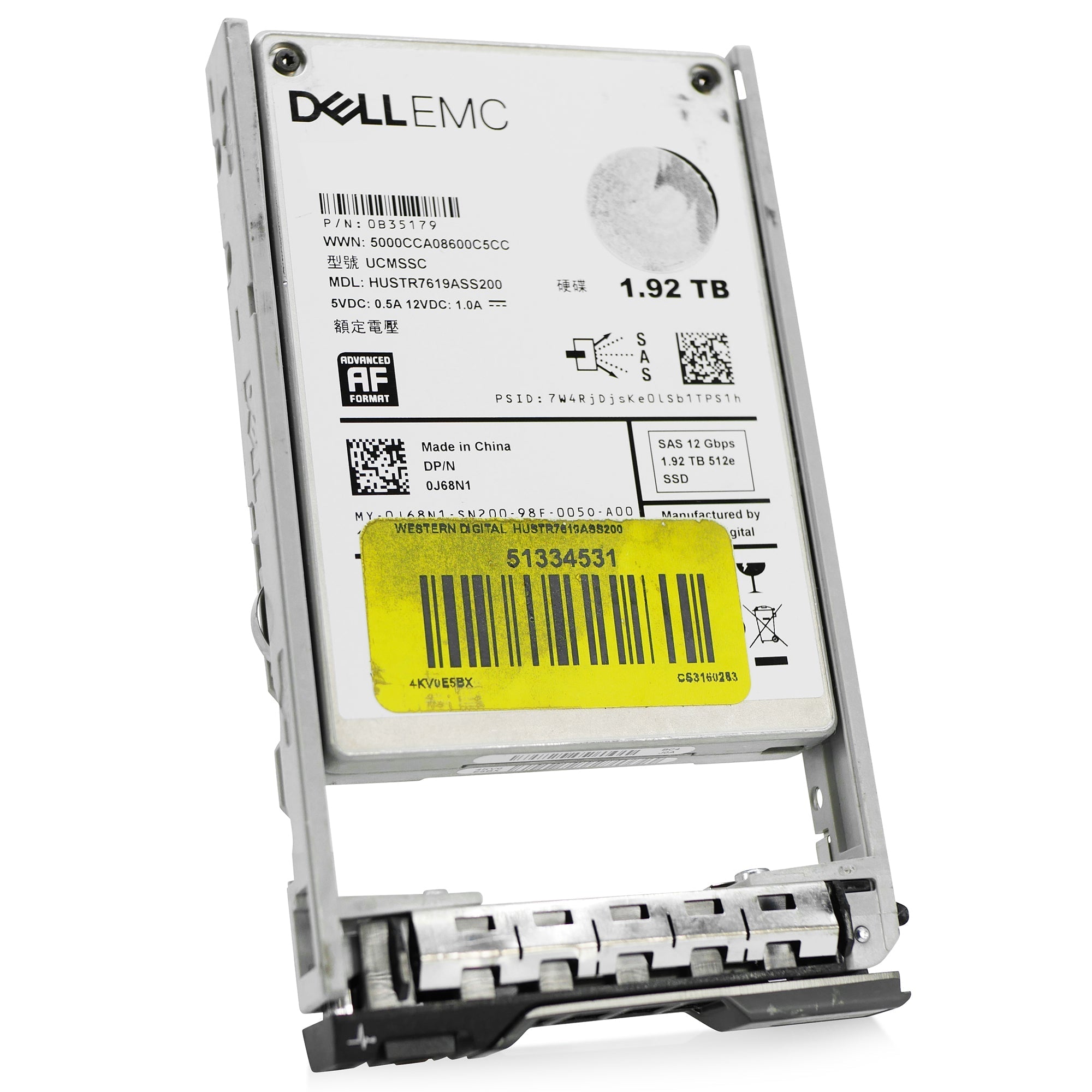 Dell G13 0J68N1 1.92TB 1 DWPD SAS 12Gb/s MLC 2.5in Refurbished SSD