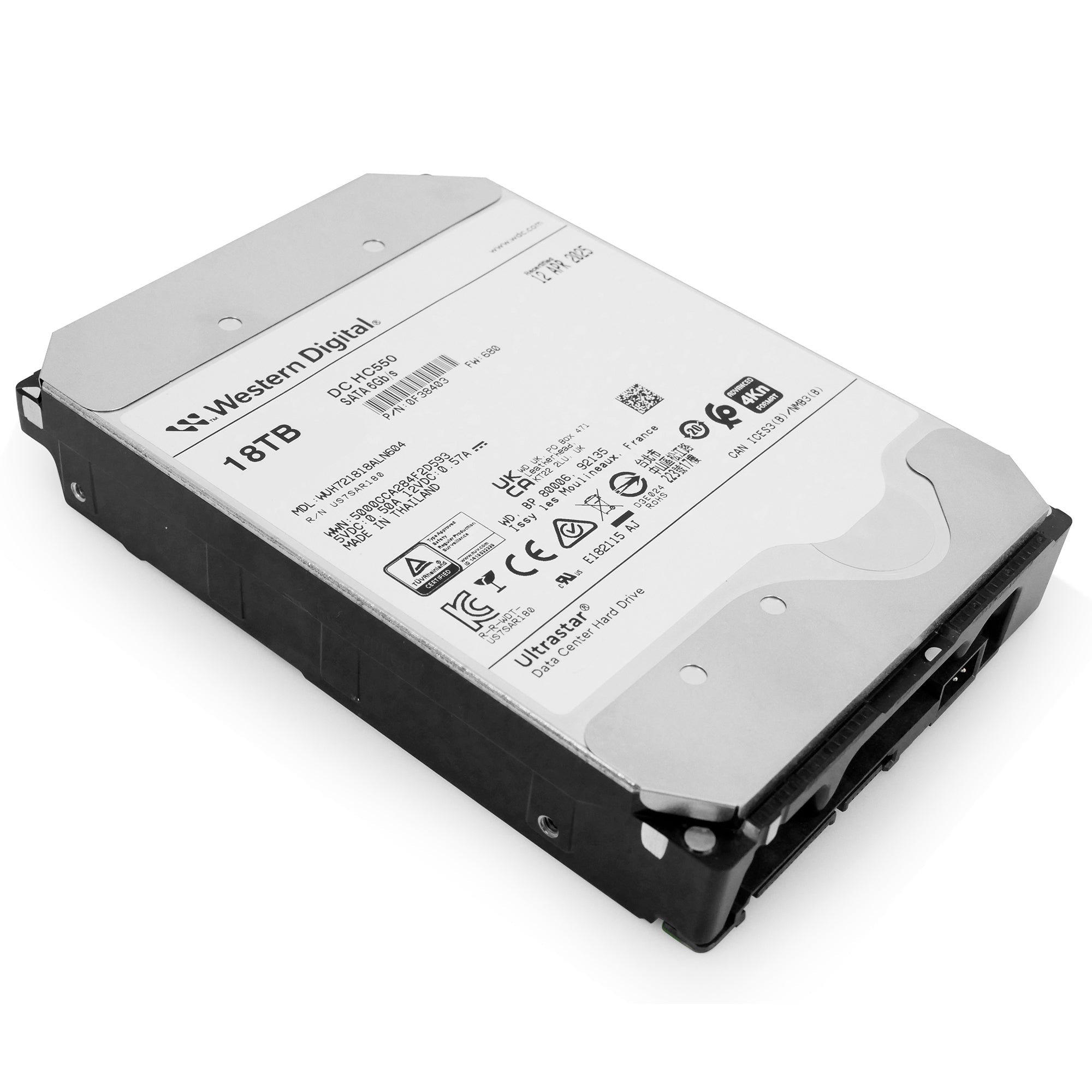 Western Digital Ultrastar DC HC550 WUH721818ALN604 0F38403 18TB 7.2K RPM SATA 6Gb/s 4Kn 3.5in Hard Drive