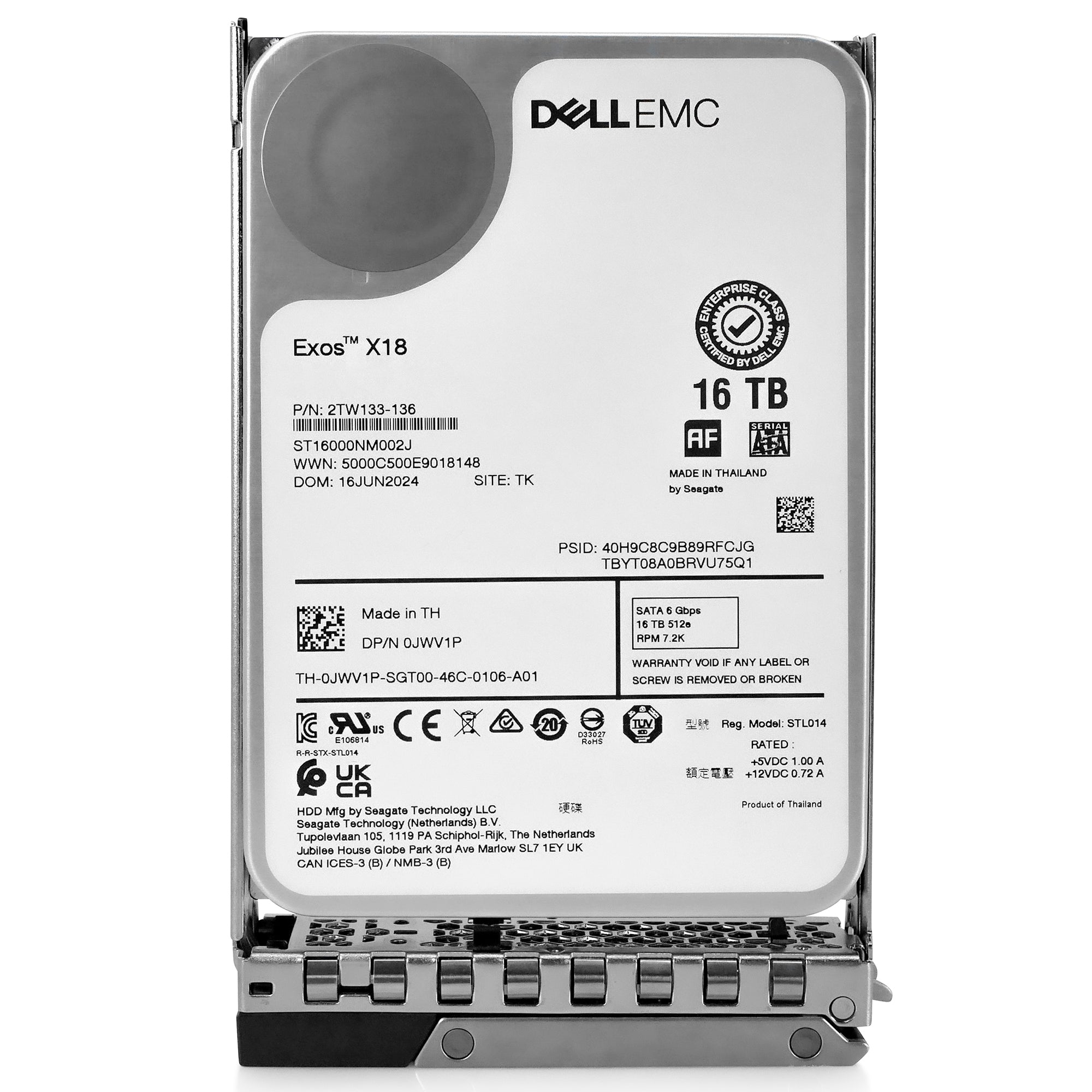 Dell G14 400-BHFE 16TB 7.2K RPM SATA 6Gb/s 512e 3.5in Hard Drive