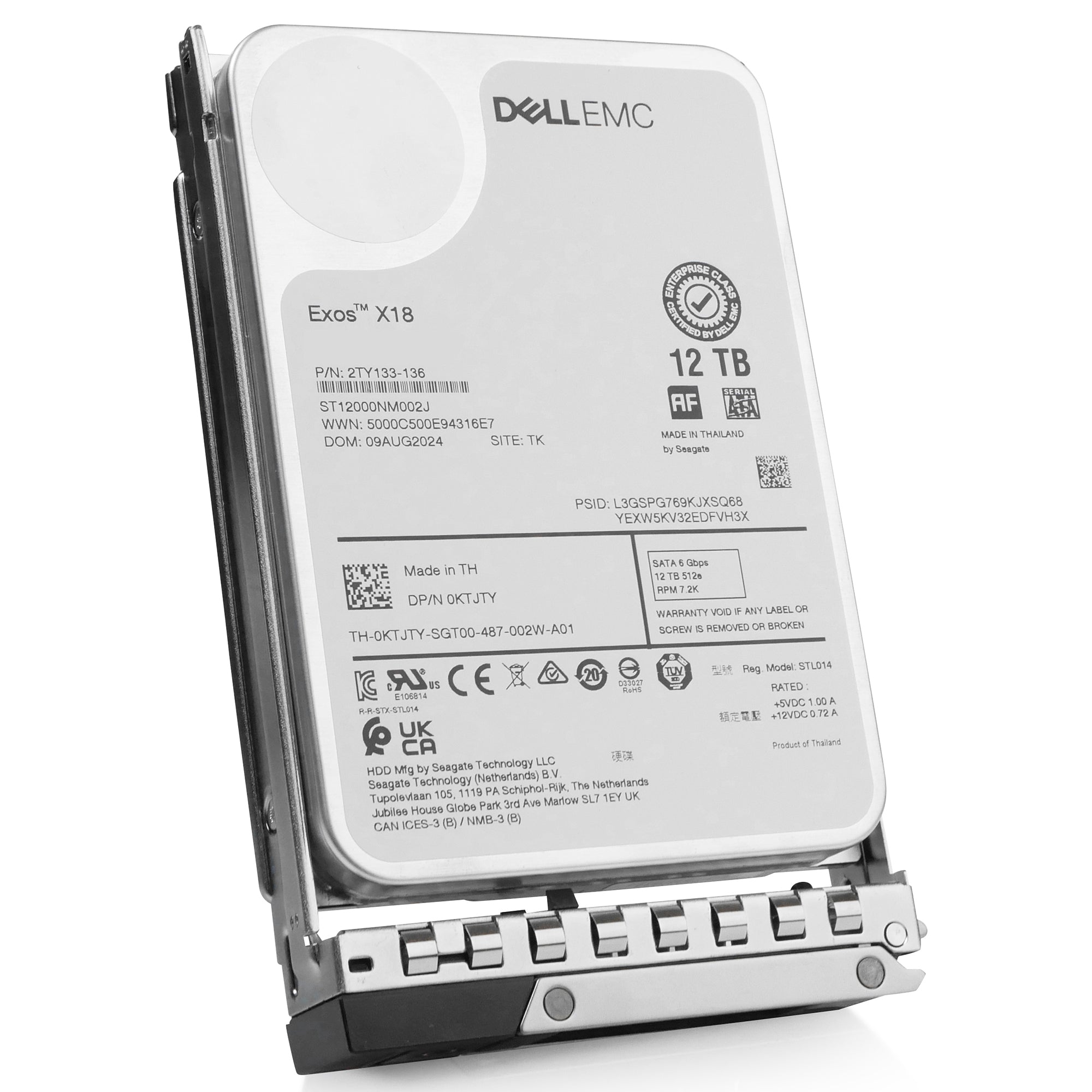 Dell G14 D29T7 12TB 7.2K RPM SATA 6Gb/s 512e 256MB 3.5in HDD