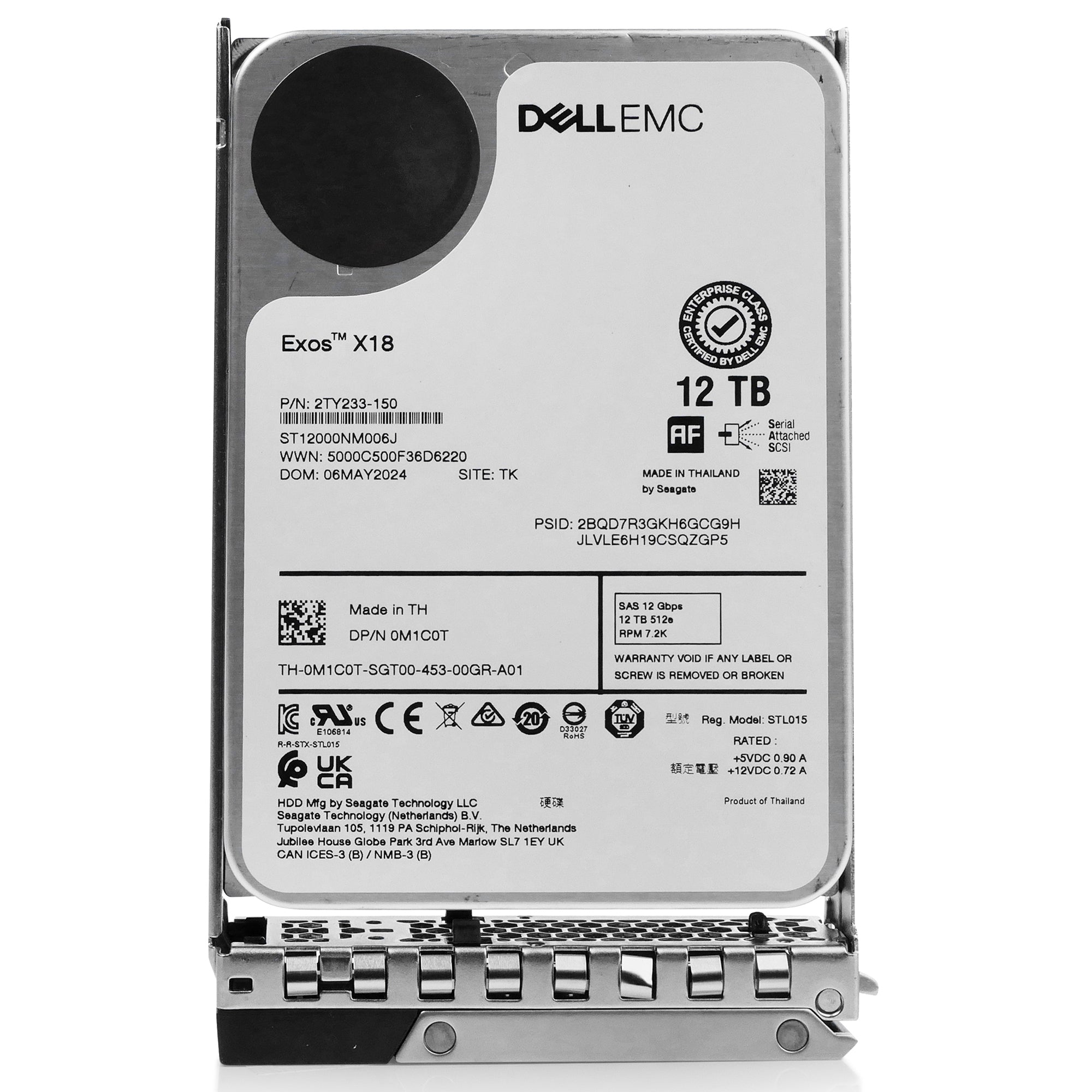 Dell G14 0JHTD 12TB 7.2K RPM SAS 12Gb/s 512e 3.5in Hard Drive