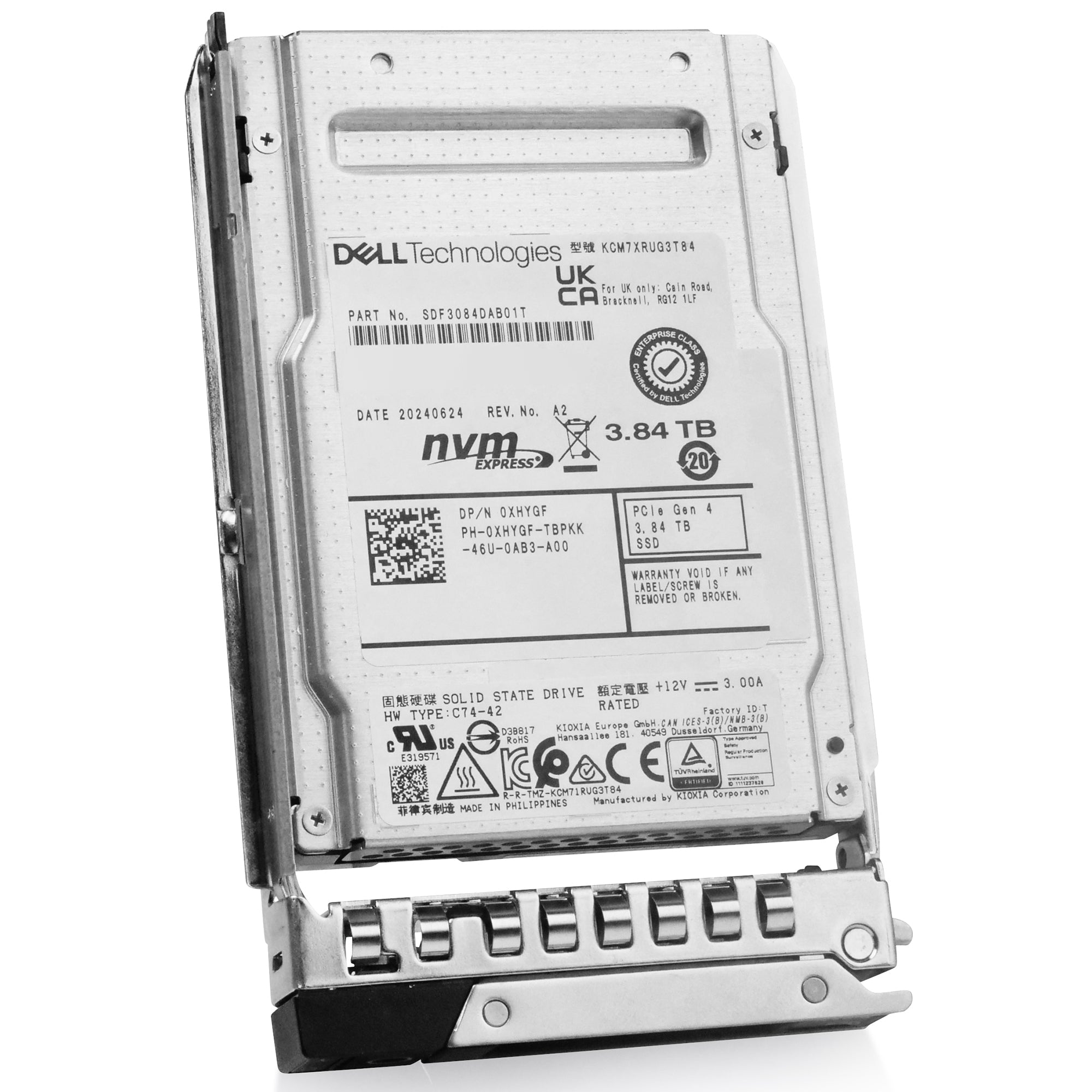Dell G14 400-BMTG 3.84TB 1 DWPD PCIe Gen 4.0 x4 8GB/s Read-Intensive 3D TLC U.2 NVMe 2.5in Solid State Drive