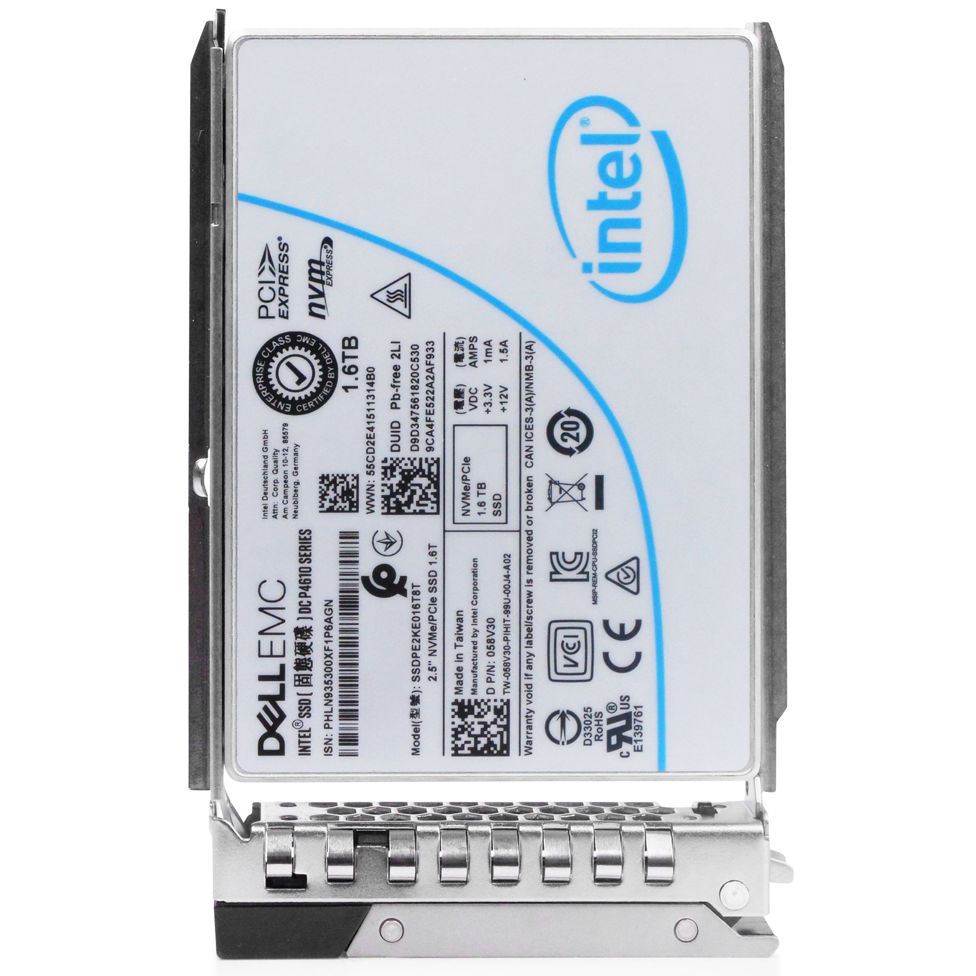 Dell G14 97PWG 1.6TB 3 DWPD PCIe Gen 3.1 x4 4GB/s Mixed-Use 3D TLC U.2 NVMe 2.5in Refurbished SSD