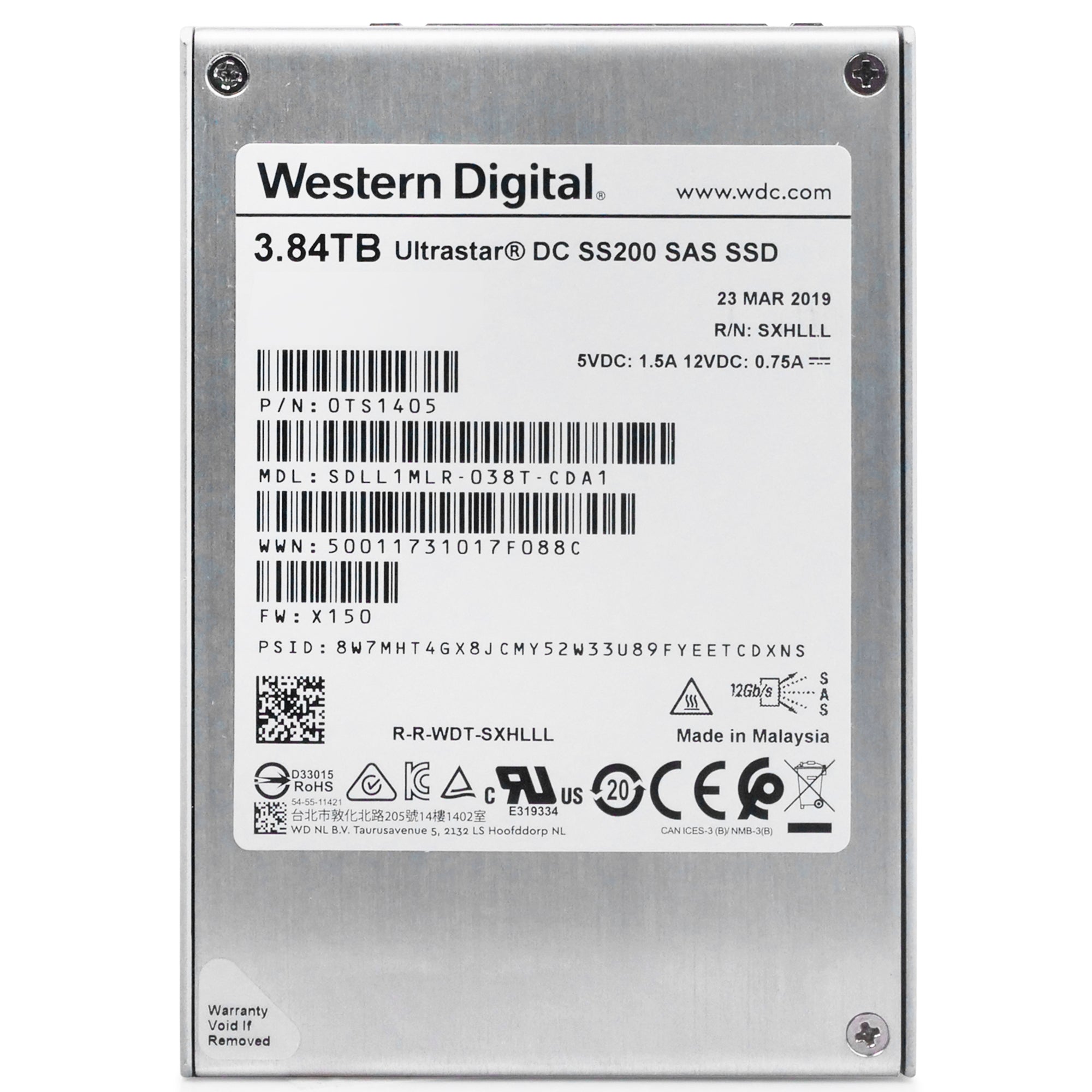 Western Digital Ultrastar DC SS200 0TS1405 3.84TB 1 DWPD SAS 12Gb/s MLC 2.5in Refurbished SSD