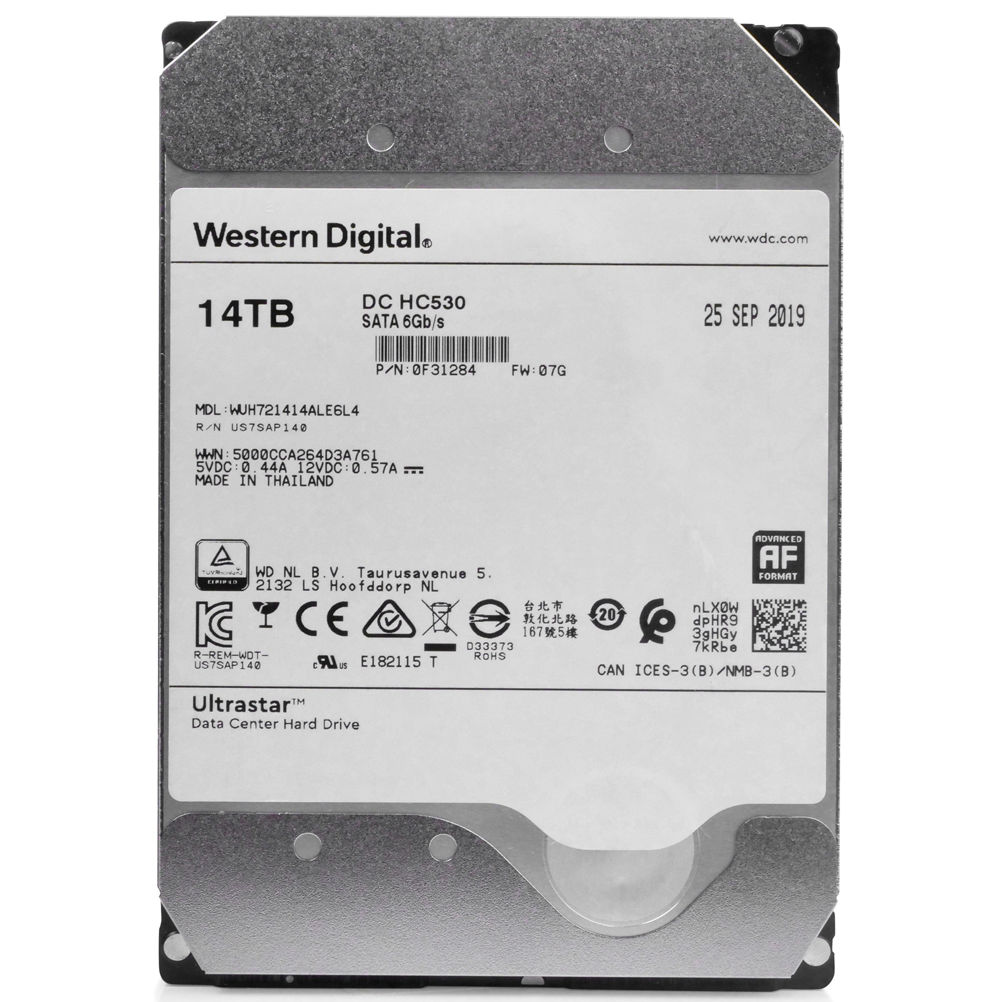 Western Digital Ultrastar DC HC530 HUH721414ALE6L4 0F31284 14TB 7.2K RPM SATA 6Gb/s 512e 3.5in Refurbished HDD