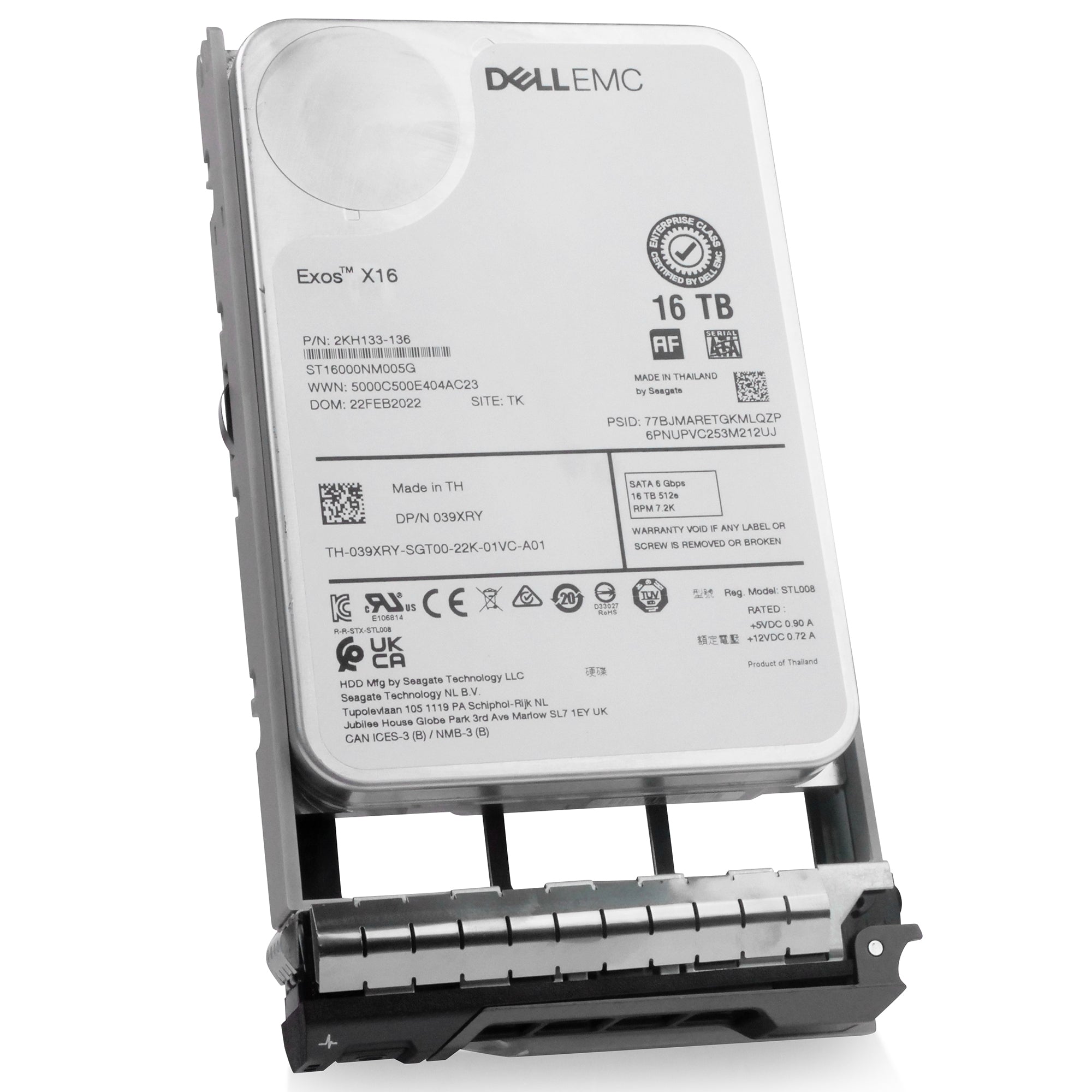 Dell G13 039XRY 16TB 7.2K RPM SATA 6Gb/s 512e 3.5in Refurbished HDD