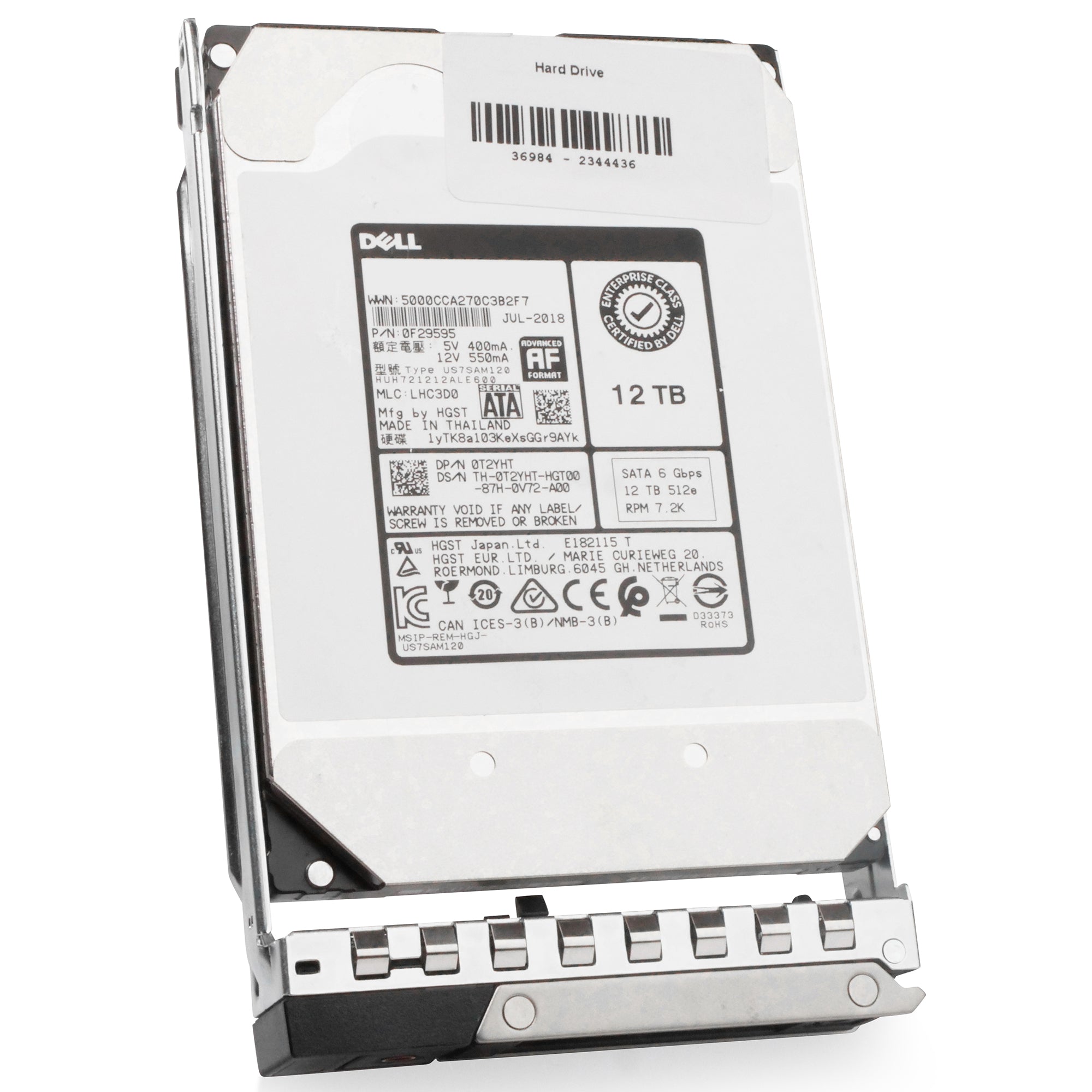 Dell G14 400-AWMT 12TB 7.2K RPM SATA 6Gb/s 512e 3.5in Refurbished HDD