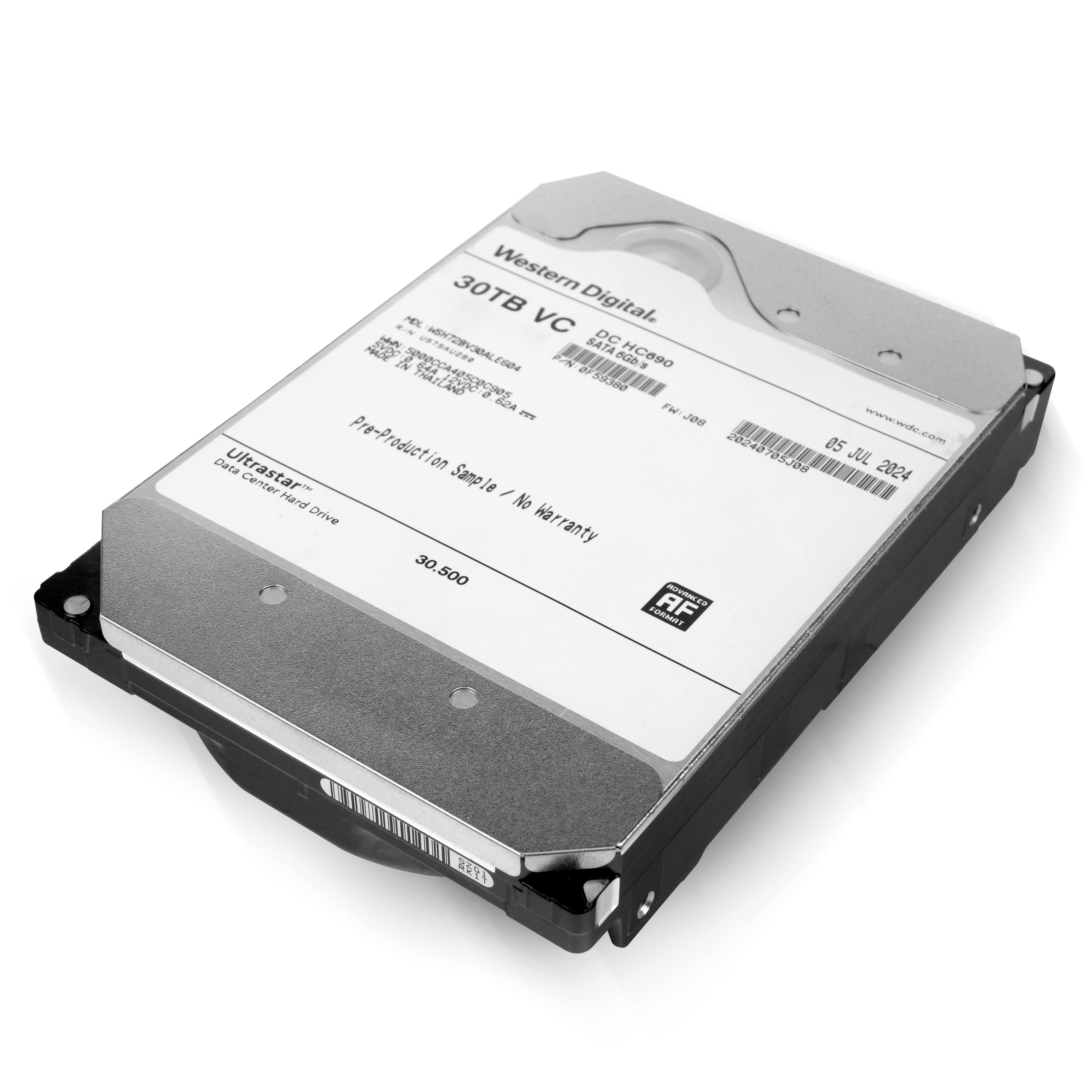 Western Digital Ultrastar DC HC690 WSH72BV30ALE604 0F59380 30TB Host-Managed SMR 7.2K RPM SATA 6Gb/s 512e 3.5in Refurbished HDD