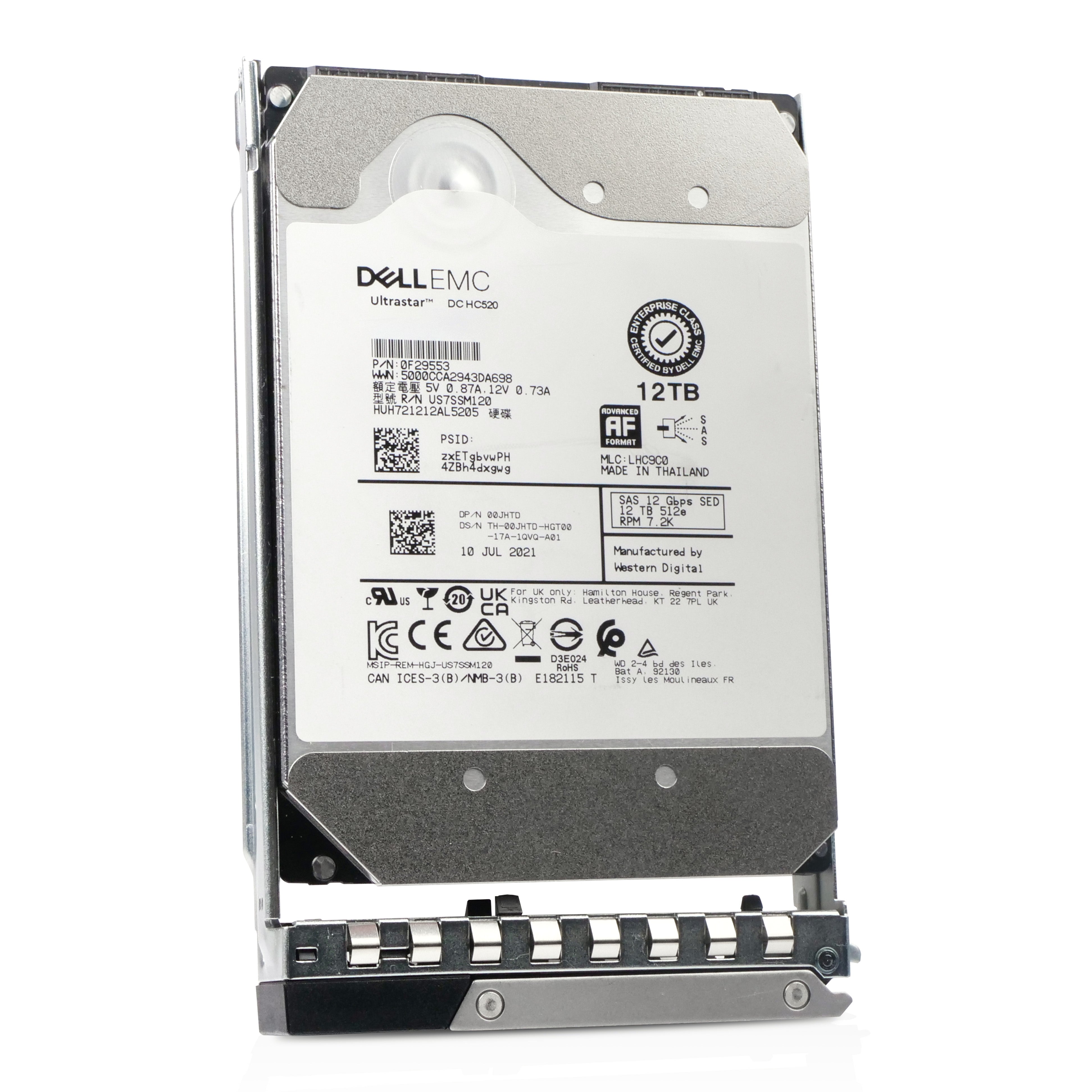 Dell G14 0JHTD 12TB 7.2K RPM SAS 12Gb/s 512e 256MB 3.5in Refurbished HDD