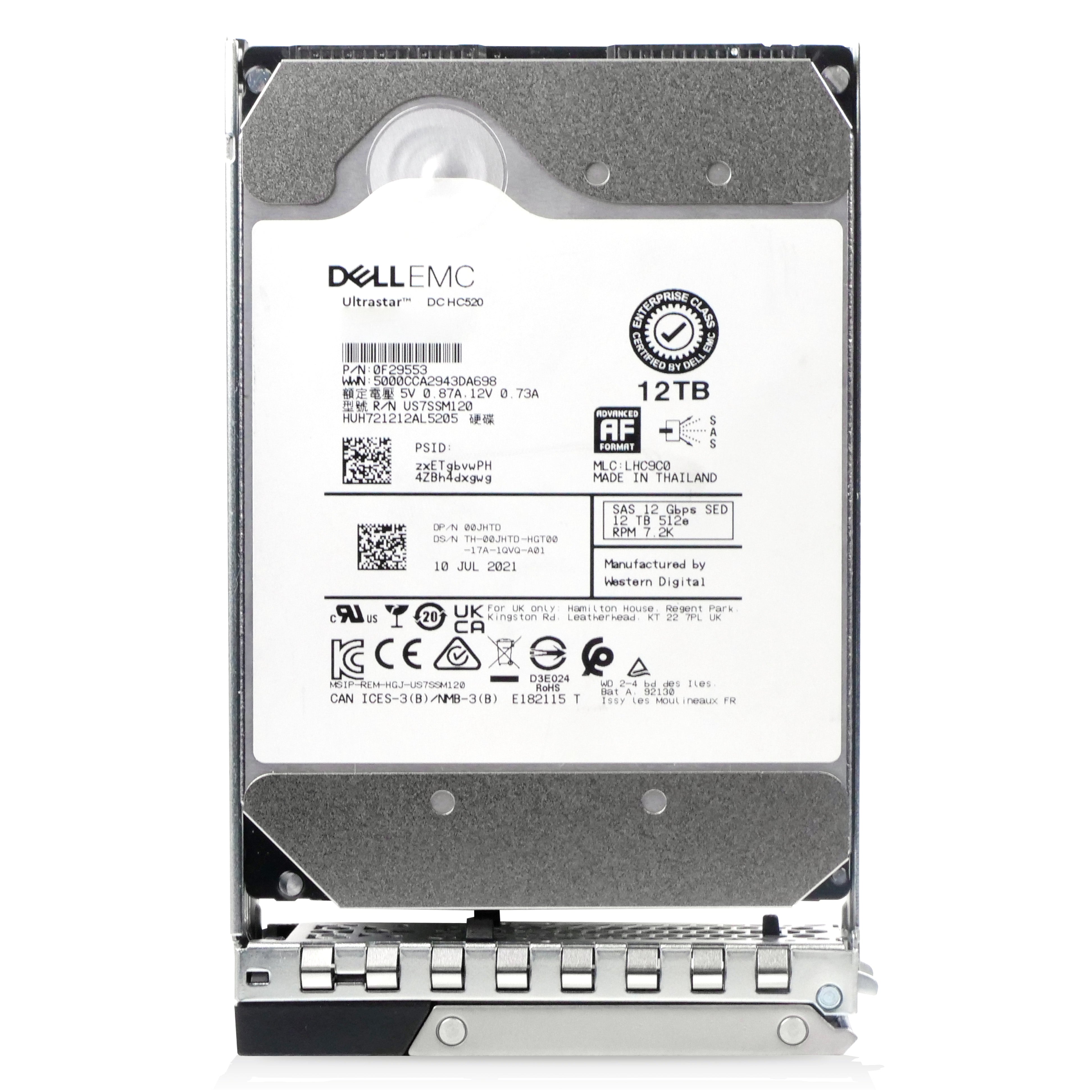 Dell G14 400-AXLH 12TB 7.2K RPM SAS 12Gb/s 512e 256MB 3.5in Refurbished HDD