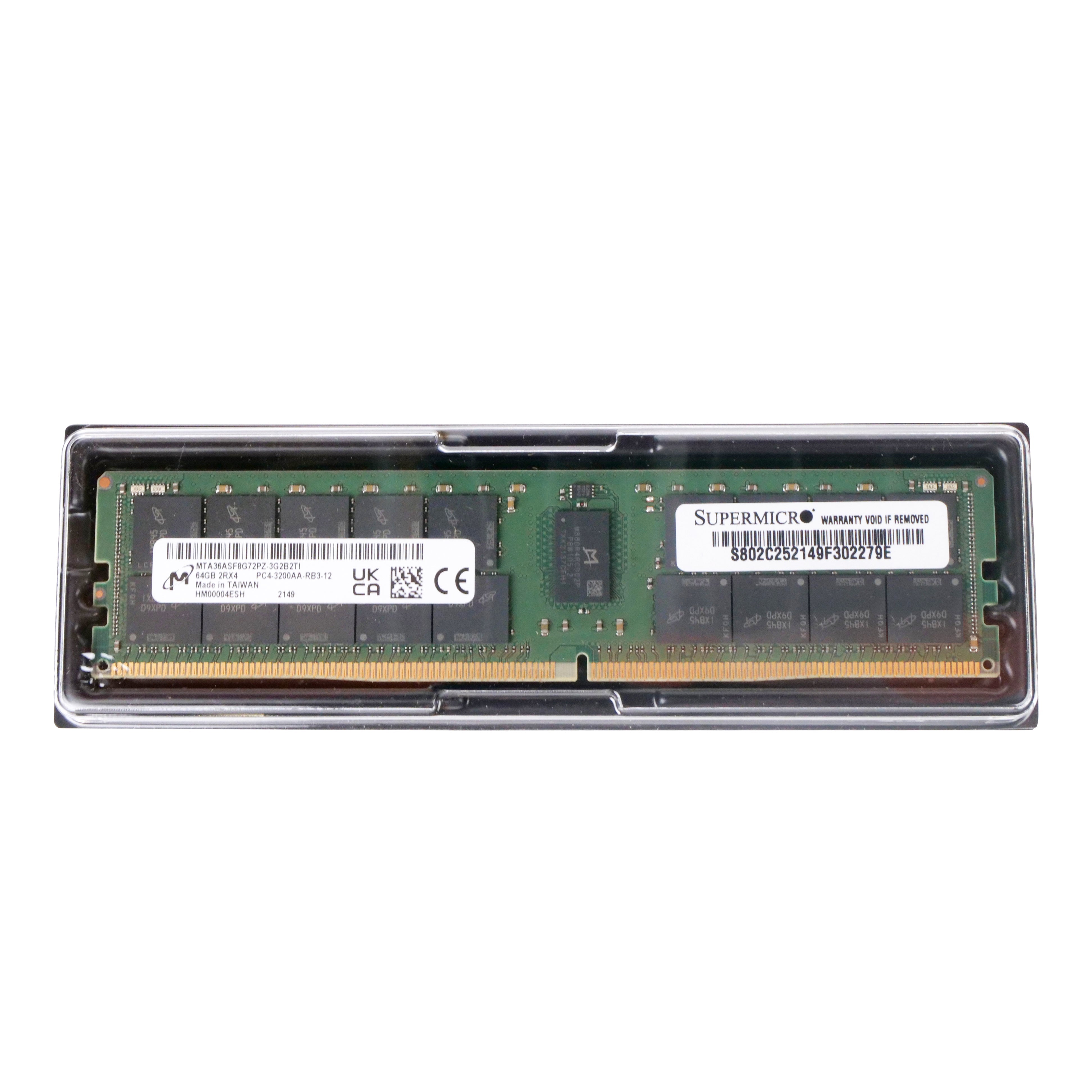 Micron/SUPERMICRO MTA36ASF8G72PZ-3G2 64GB DDR4 3200MHz RDIMM ECC Server RAM (PC4-3200AA) Seller Refurbished