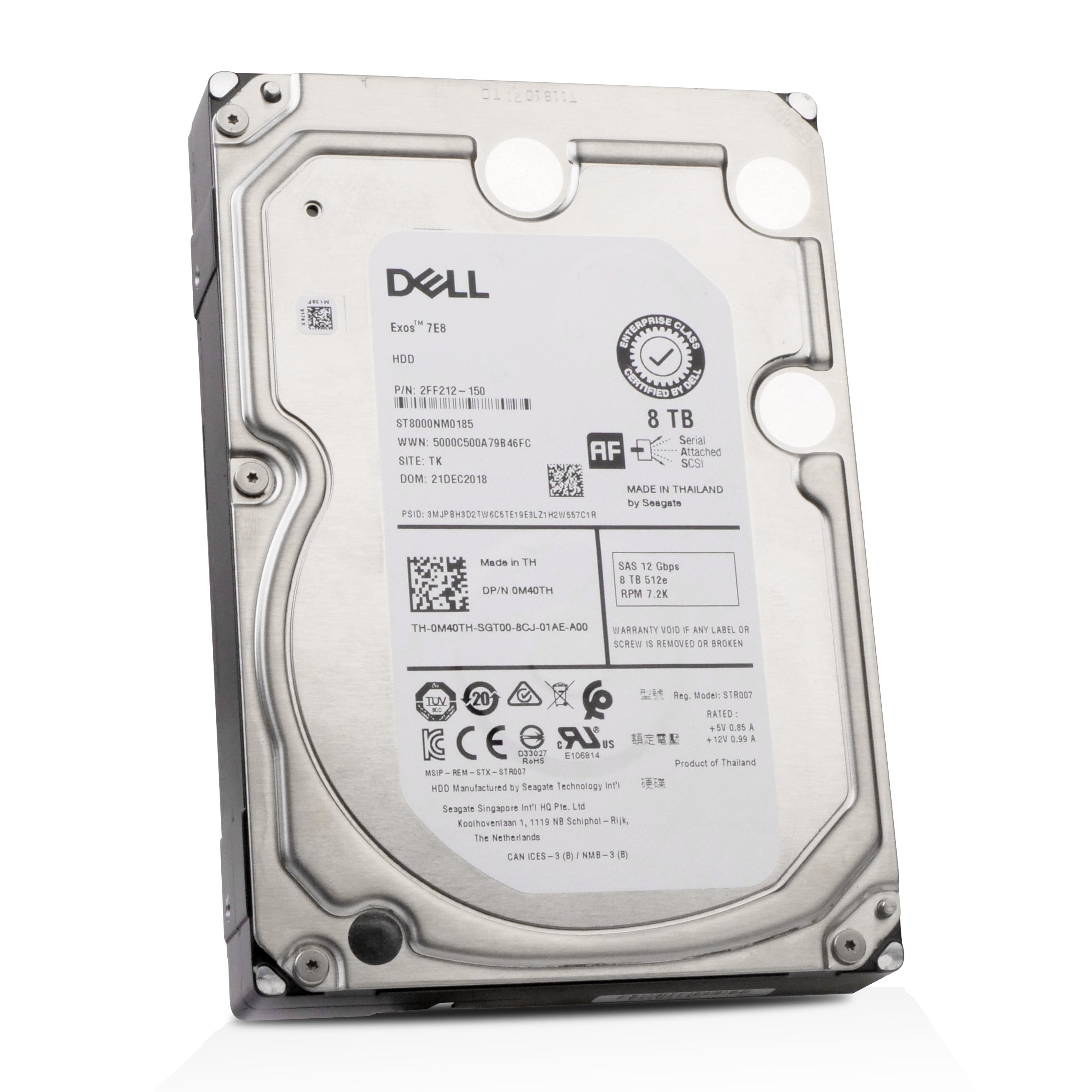Dell/Seagate Exos 7E8 ST8000NM0185 8TB 7.2K RPM SAS 12Gb/s 512e 256MB 3.5in Refurbished HDD