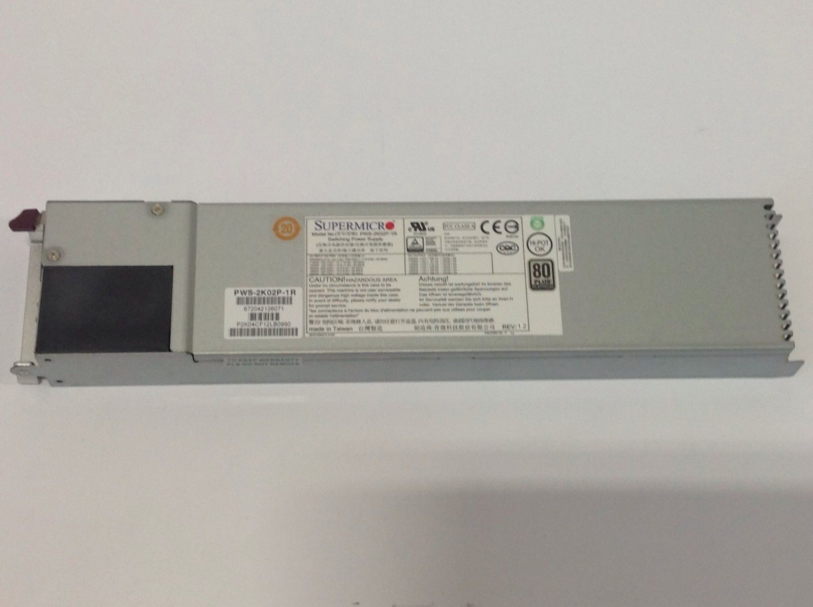 Supermicro PWS-2K02P-1R 2000W Redundant Platinum Server Power Supply - PWS-2K02P-1R