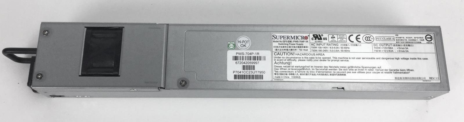 Supermicro 700W 1U Redundant PWS Module, w/ PMBus Server Power Supply - PWS-704P-1R.