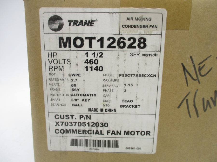 TRANE MOT12628 460V 2.7A 1140RPM 1 1/2HP NSMP