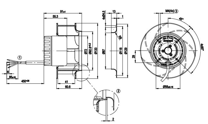 R1G133-AA17-02 ebm papst centrifugal fan 28W 24V