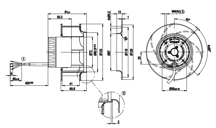 R1G133-AA65-02 ebm papst centrifugal fan 28W 48V