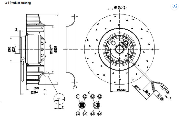 R2D225-AT26-15 ebm-papst  400VAC 0.2/0.21A Centrifugal Fan