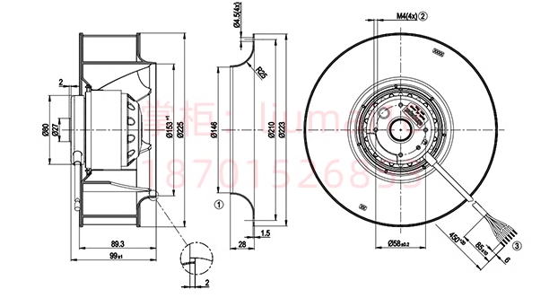 R2D225-AV02-15 ebm papst 400V 225mm 160W Cooling Fan