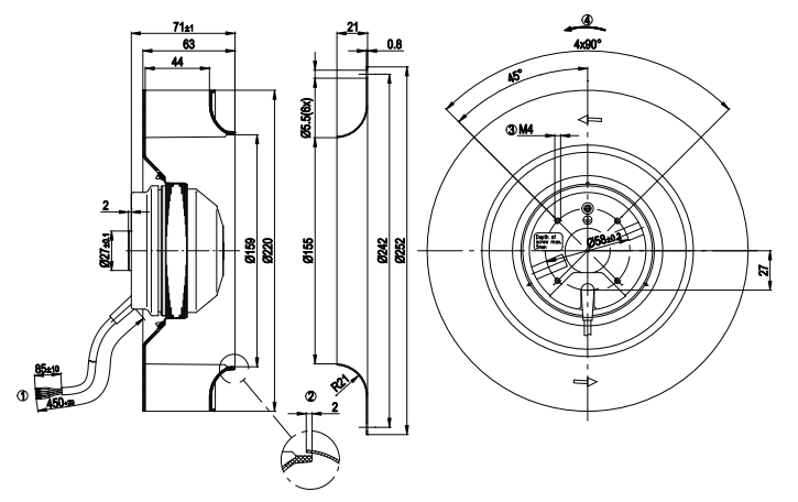 R2E220-AA40-05 ebm papst centrifugal fan 09609-2-4013