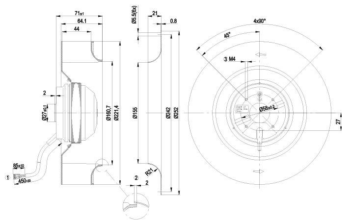 R2E220-AA40-23 ebm-papst FAN IMP MTRZD 220X71MM 230VAC