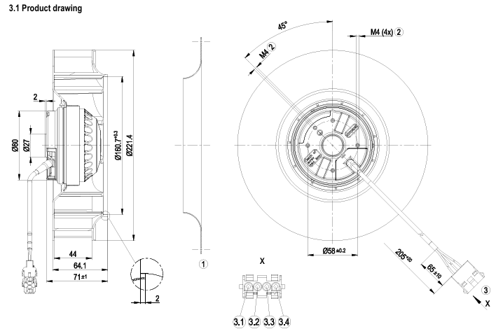R2E220-AA44-98 ebm papst FAN IMP MTRZD 252X71MM 115VAC