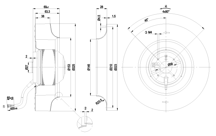 R2E225-AT51-05 EBMpapst  MOTORIZED IMPELLER