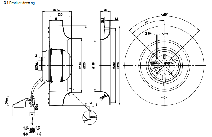 R2E225-AT52-19 ebmpapst  FAN 400 VAC 185 W