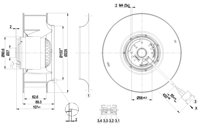 R2E225-BE51-13 ebm papst FAN IMP MTRZD 225X135MM 115VAC