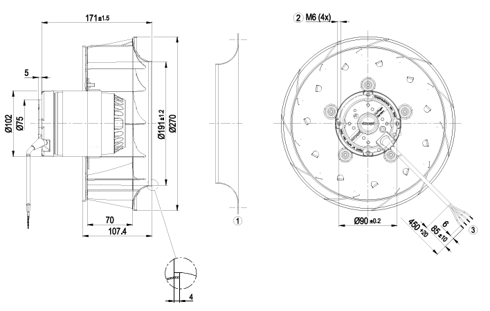 ebmpapst R2E270-AA01-05 Centrifugal Cooling Fan