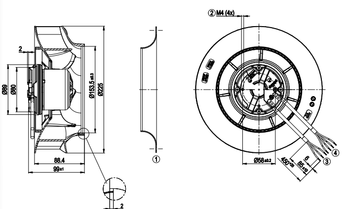 R3G225-RD05-03 EBM-PAPST Motor M3G055-CF