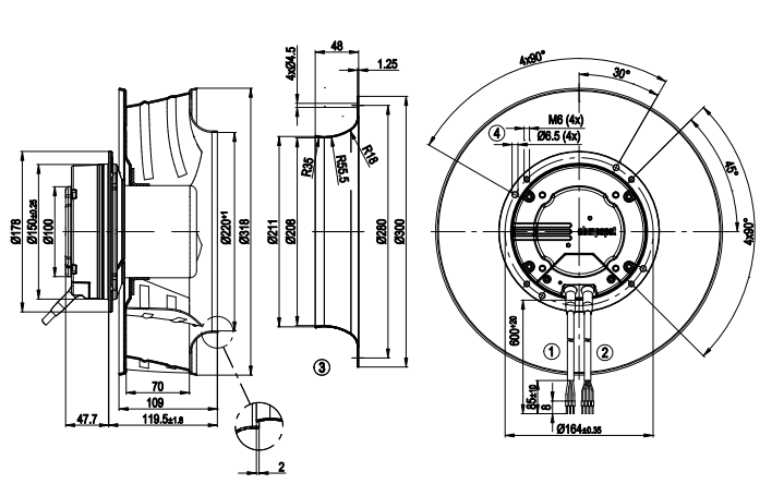 R3G310-AN48-78 Ebmpapst  Fans Motor M3G084-FA