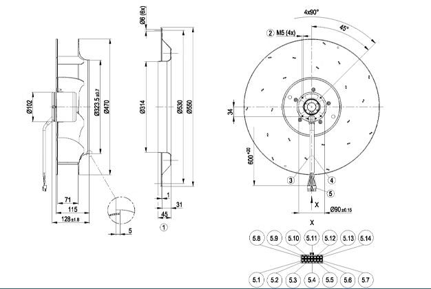R3G470-AB05-24 EBM-papst 200-240V 1.6A Motor M3G084-DF